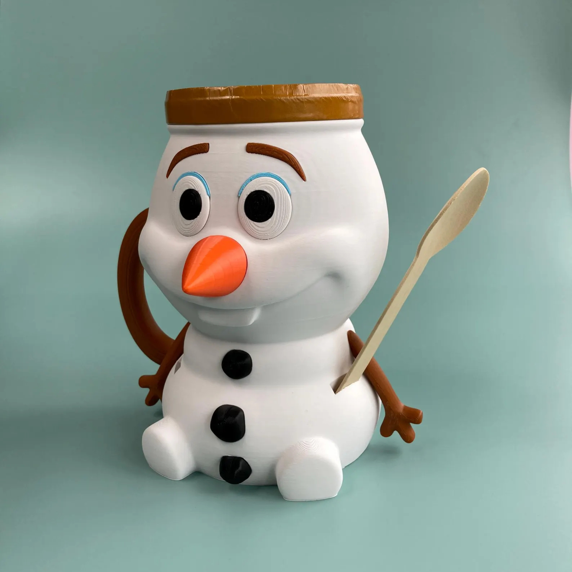 Olaf Character Themed PLA Ice Cream Holder 3D Mug With Spoon