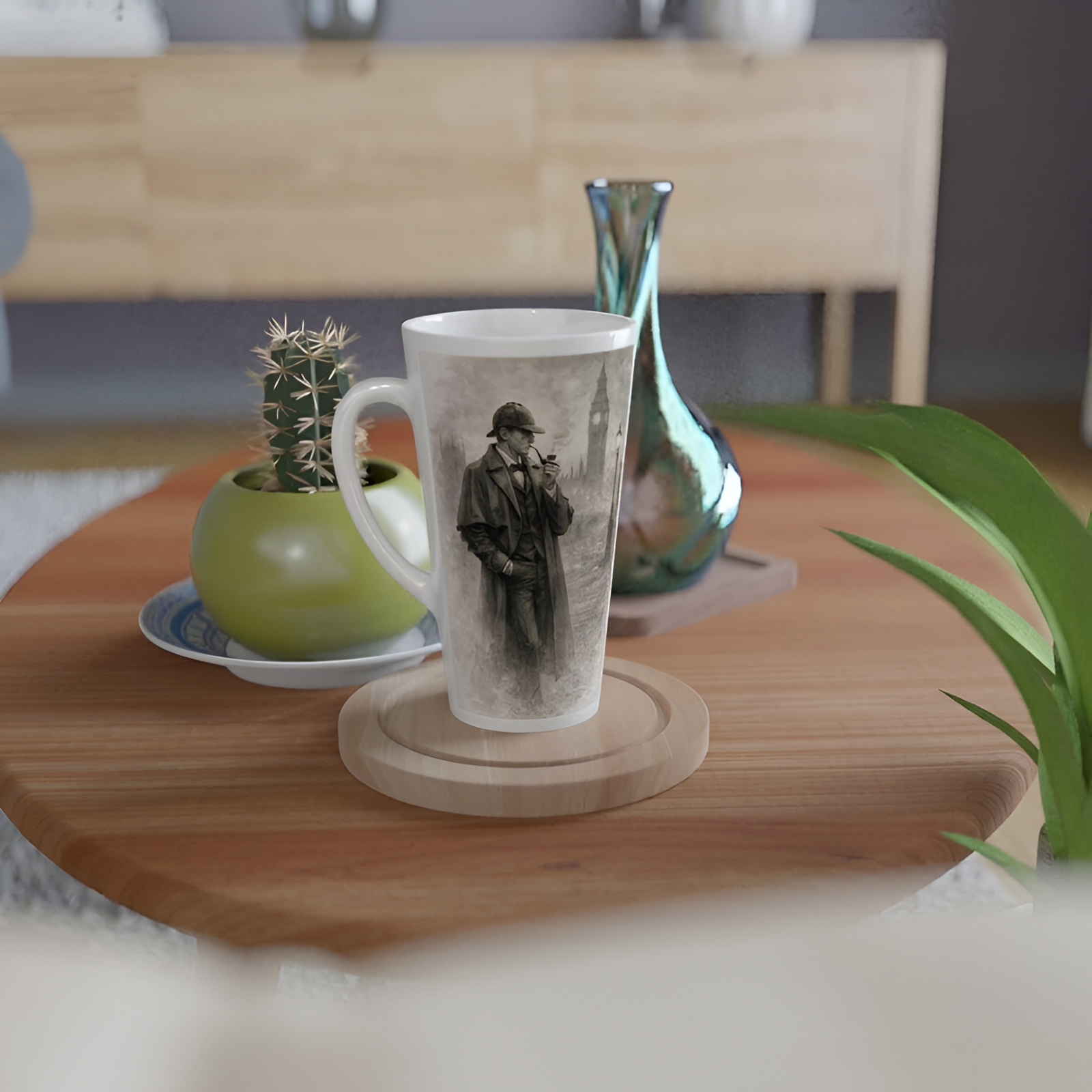 Sherlock Holmes Sepia Sketch Ceramic Latte Mug