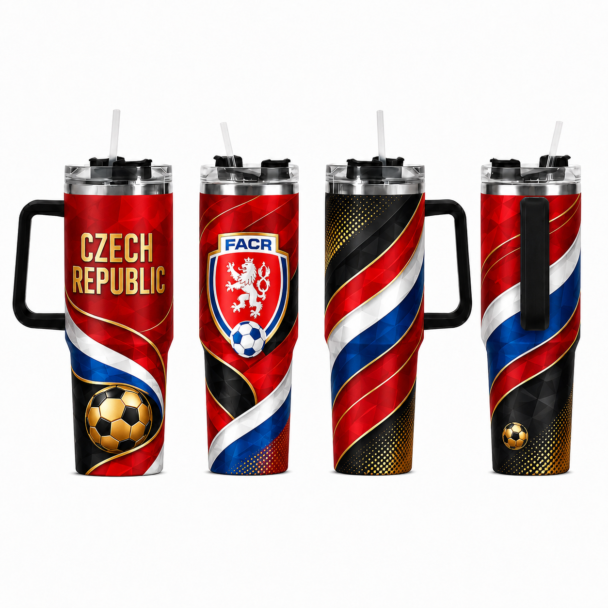 FIFA 2026 Czech Republic Football Sports All Over Printed 40oz Tumbler With Straw And Lid