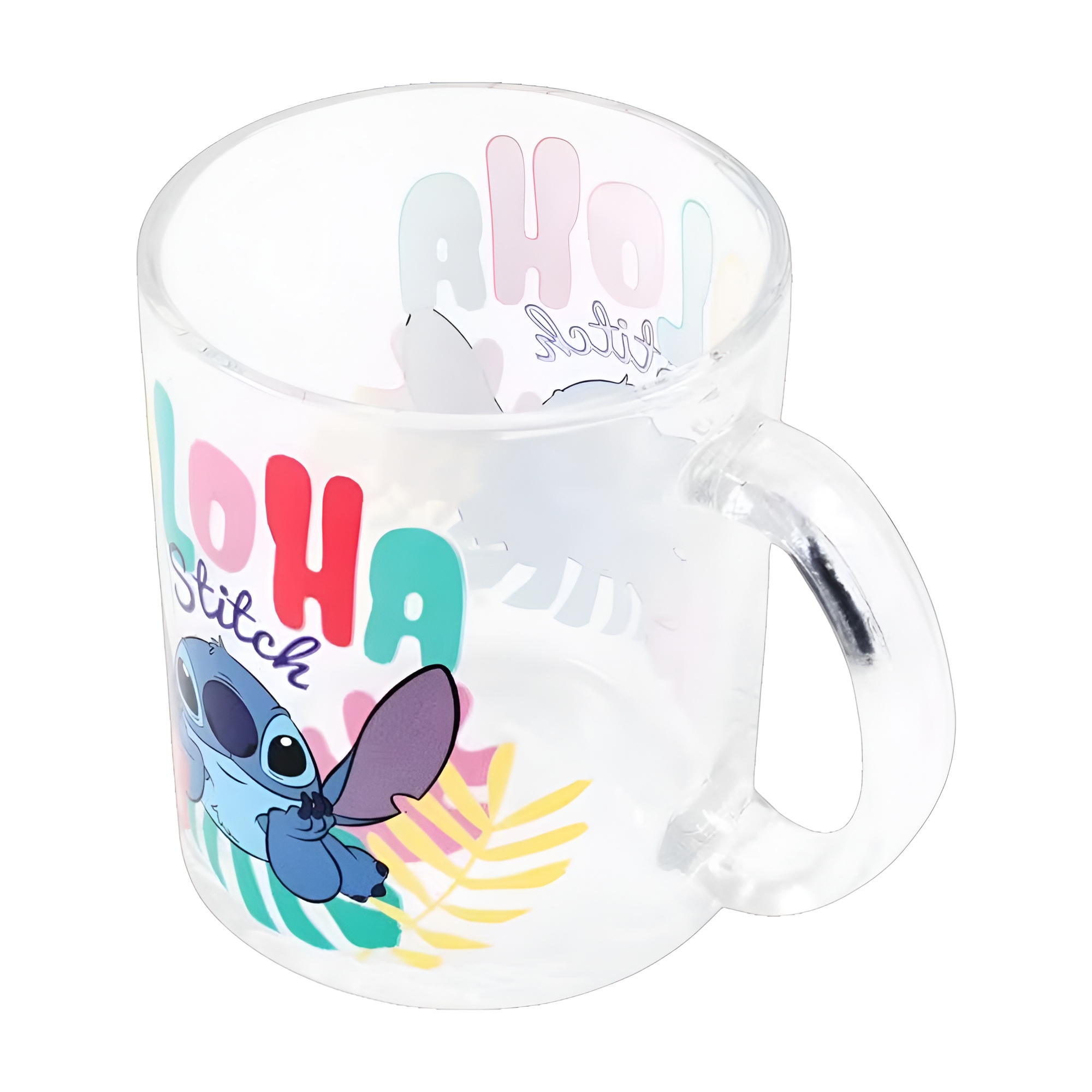 Stitch Aloha Cartoon Print 18oz Glass Coffee Mug