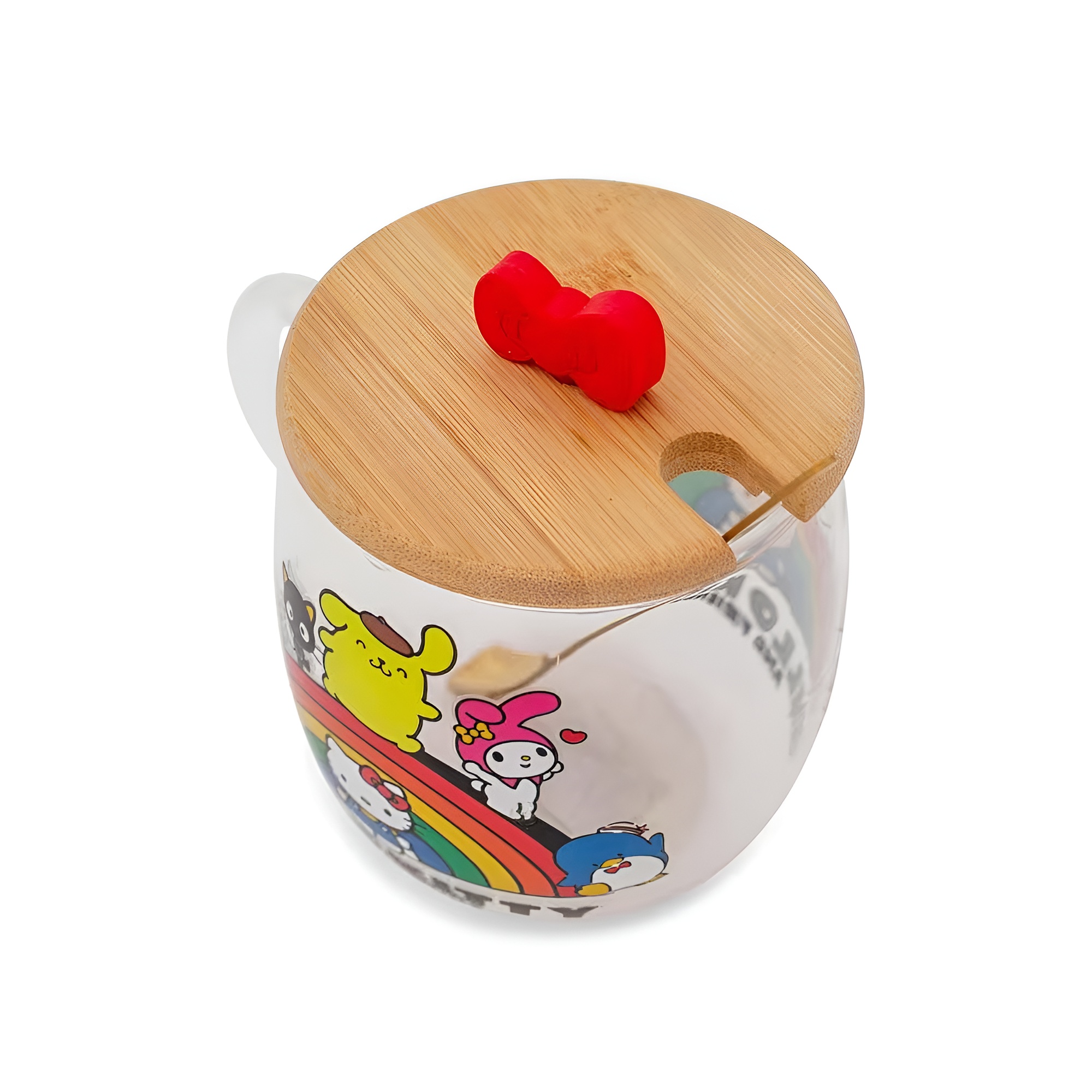 Hello Kitty and Friends Rainbow Glass Mug With Lid and Spoon
