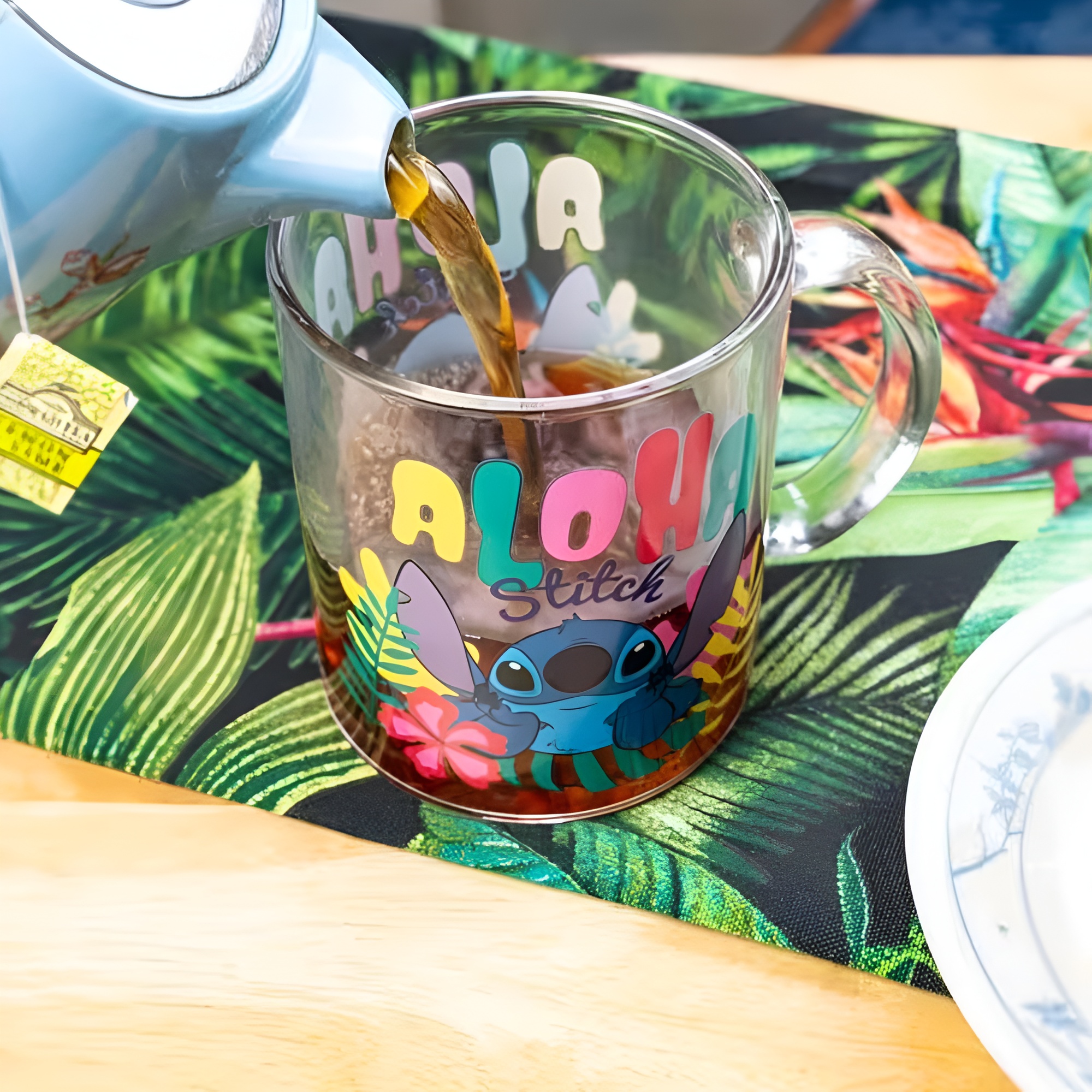 Stitch Aloha Cartoon Print 18oz Glass Coffee Mug
