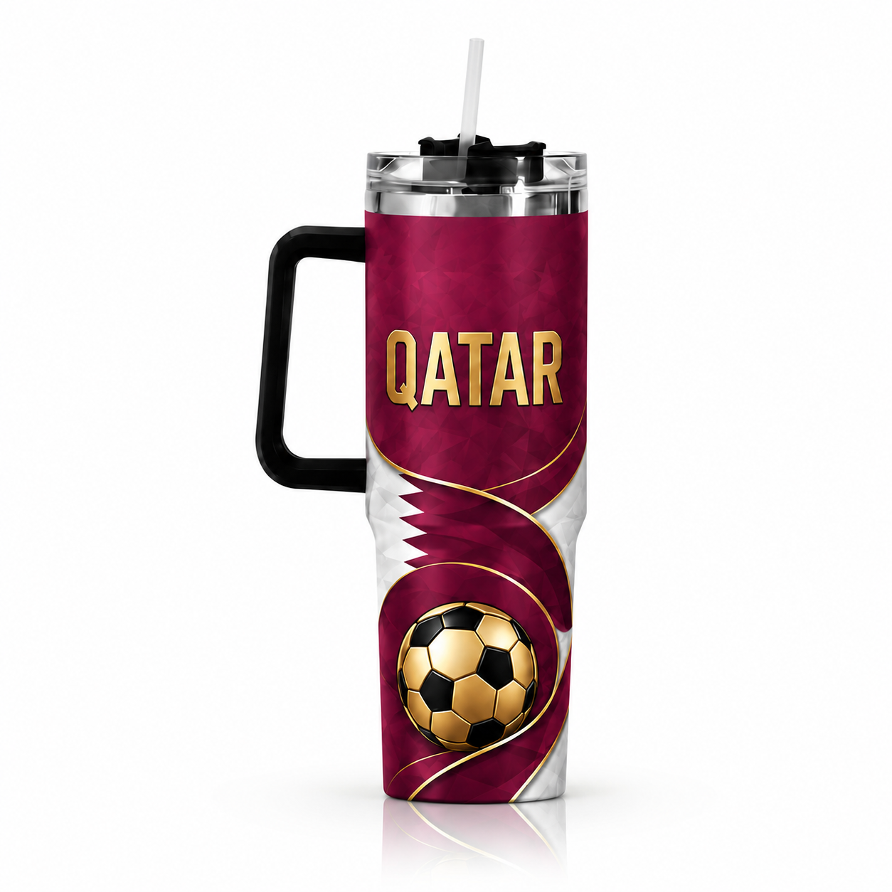 FIFA 2026 Qatar Football Sports All Over Printed 40oz Tumbler With Straw And Lid