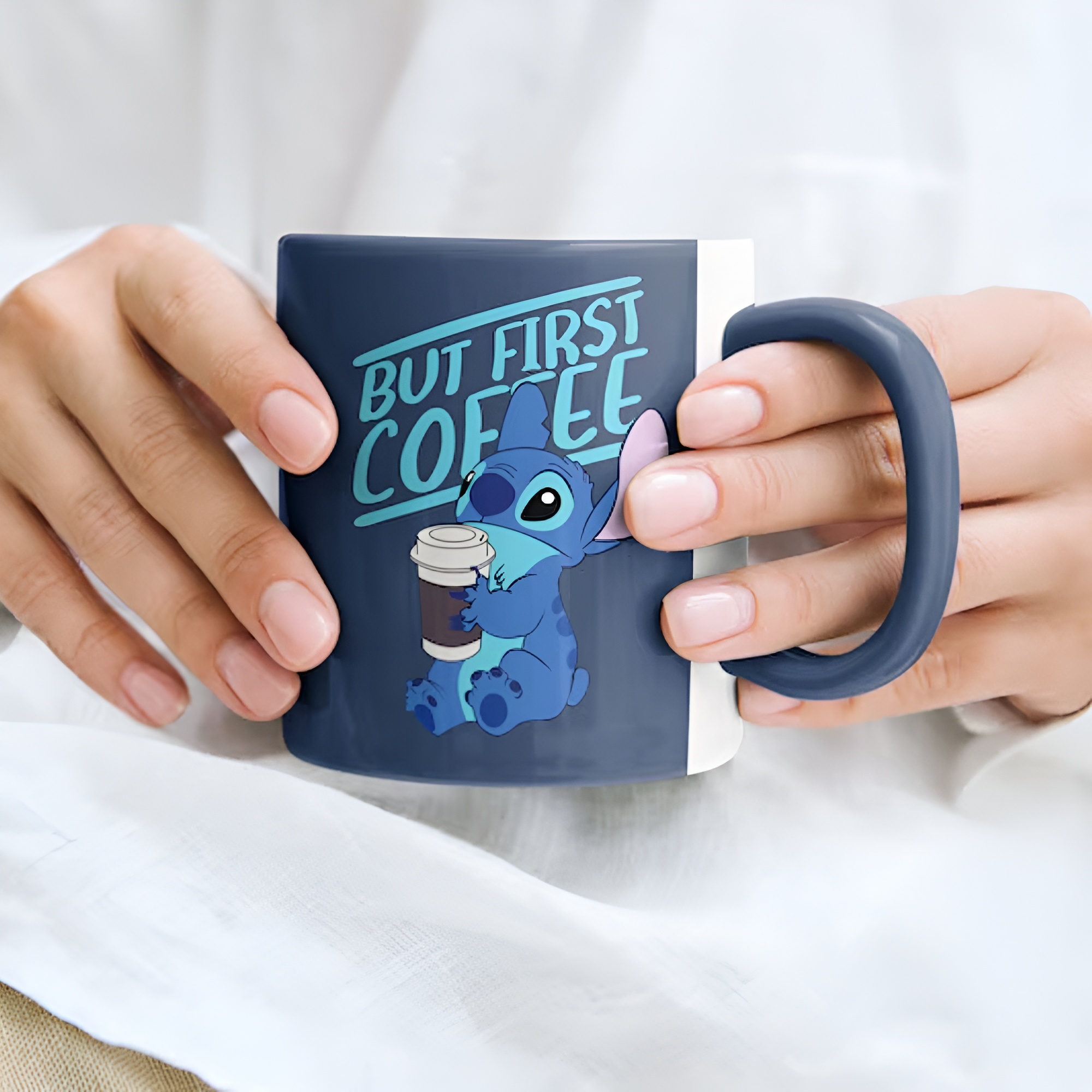 But First Coffee Printed Mug With Stitch Design