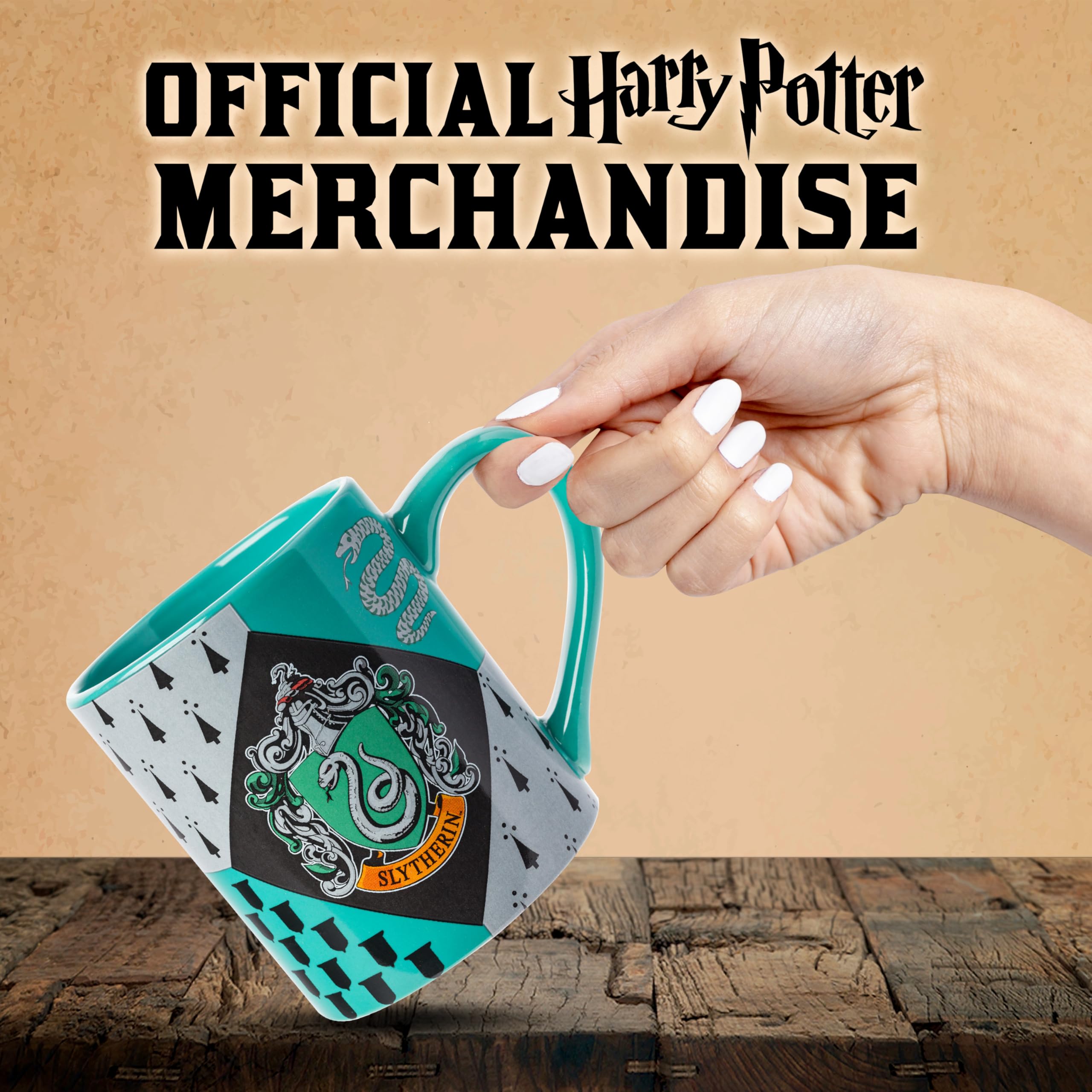 Silver Buffalo HP7032 Harry Potter Slytherin House Crest Ceramic Mug, 14-Ounce, Multicolor