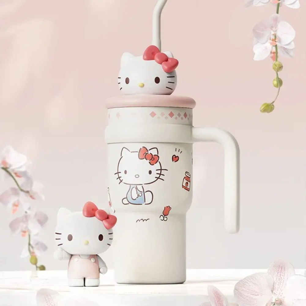 Cartoon Insulated  700ml Tumbler With Straw And Handle