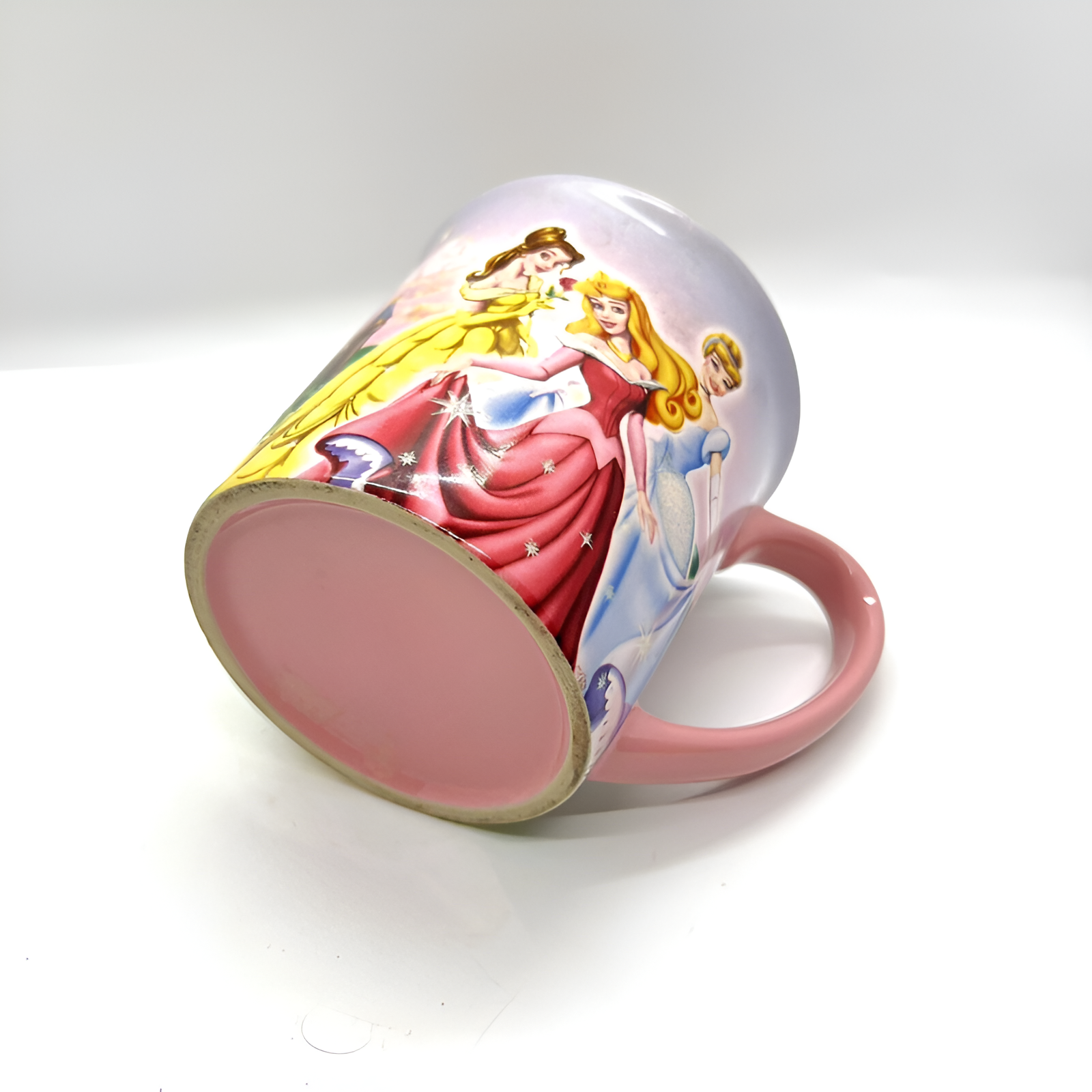 Cinderella Ariel Belle Disney Mug Glitter Pink Ceramic Coffee & Tea Cup