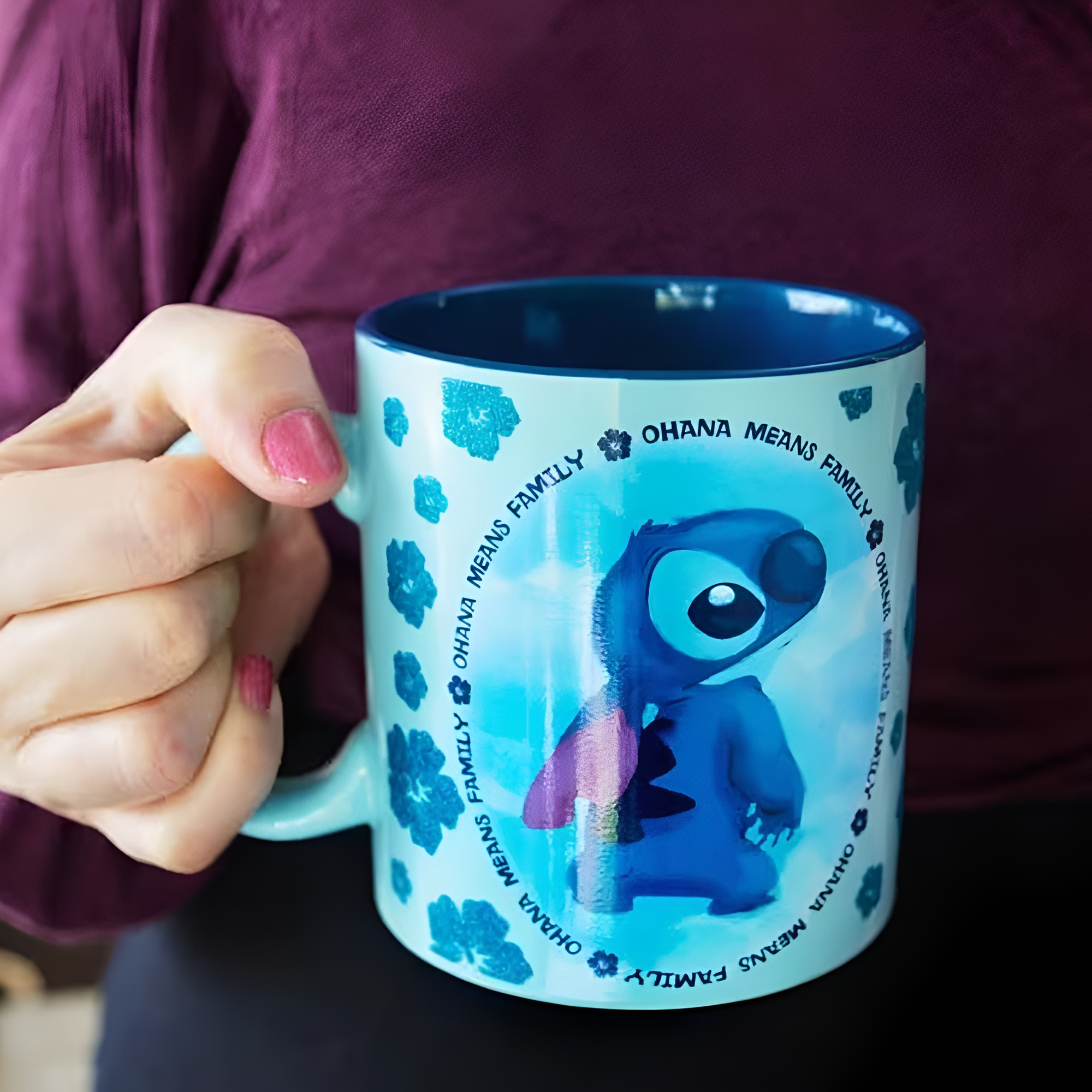 Ohana Means Family Text Print 20oz Stitch Ceramic Coffee Cup