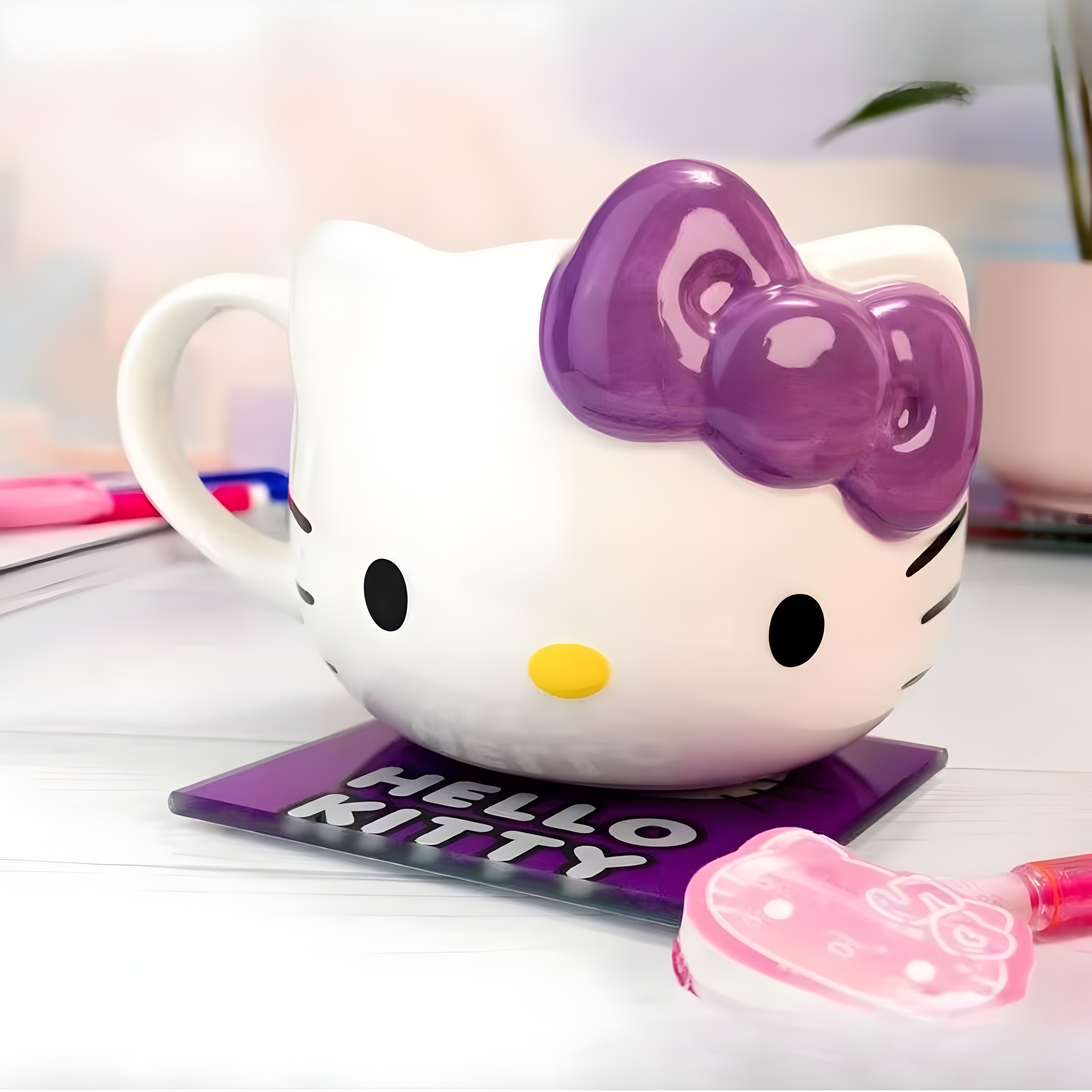 Hello Kitty Purple Bow Sculpted Ceramic Mug | Holds 20 Ounces
