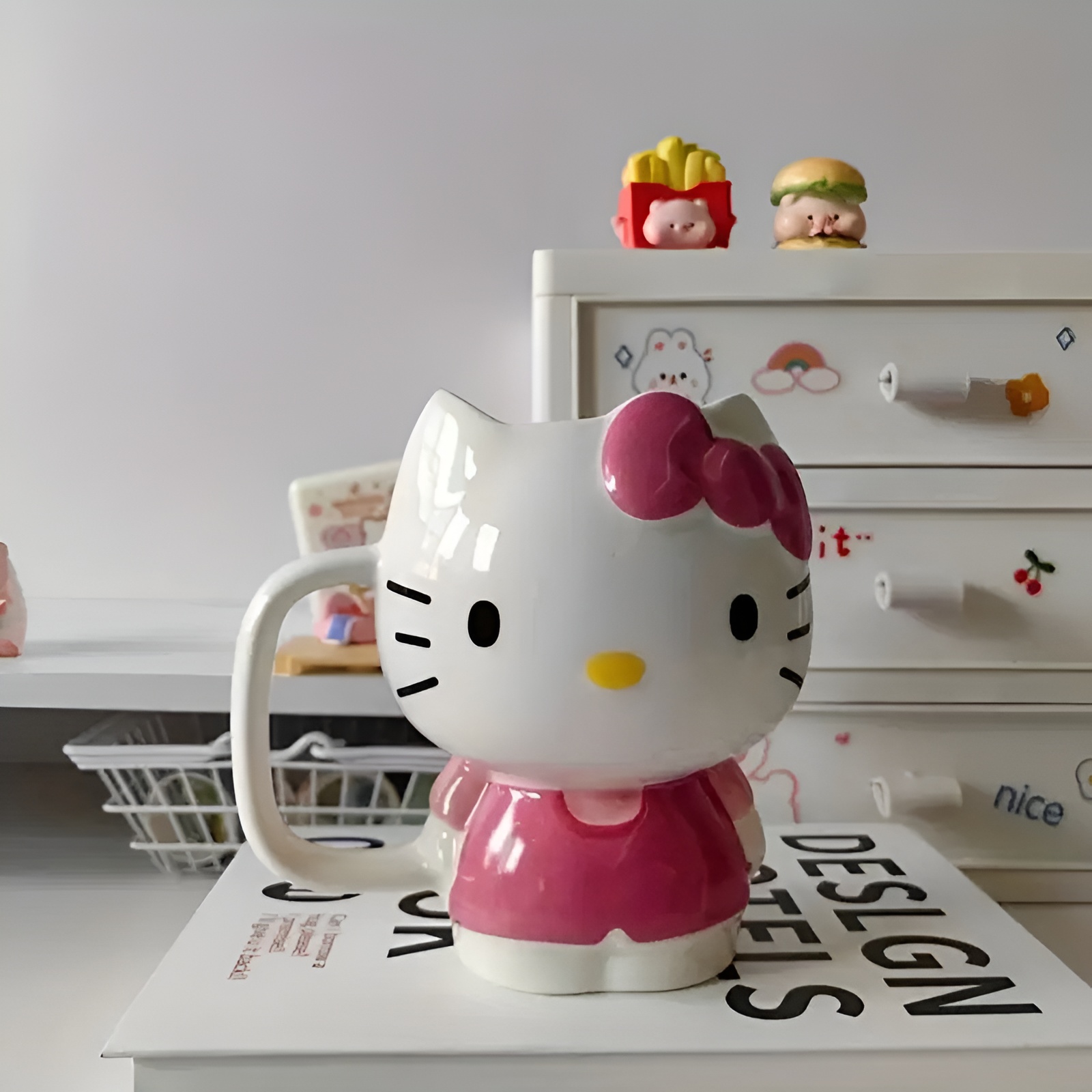 Sanrio Hello Kitty Ceramic Mug with Pink Bow & Heart Eyes