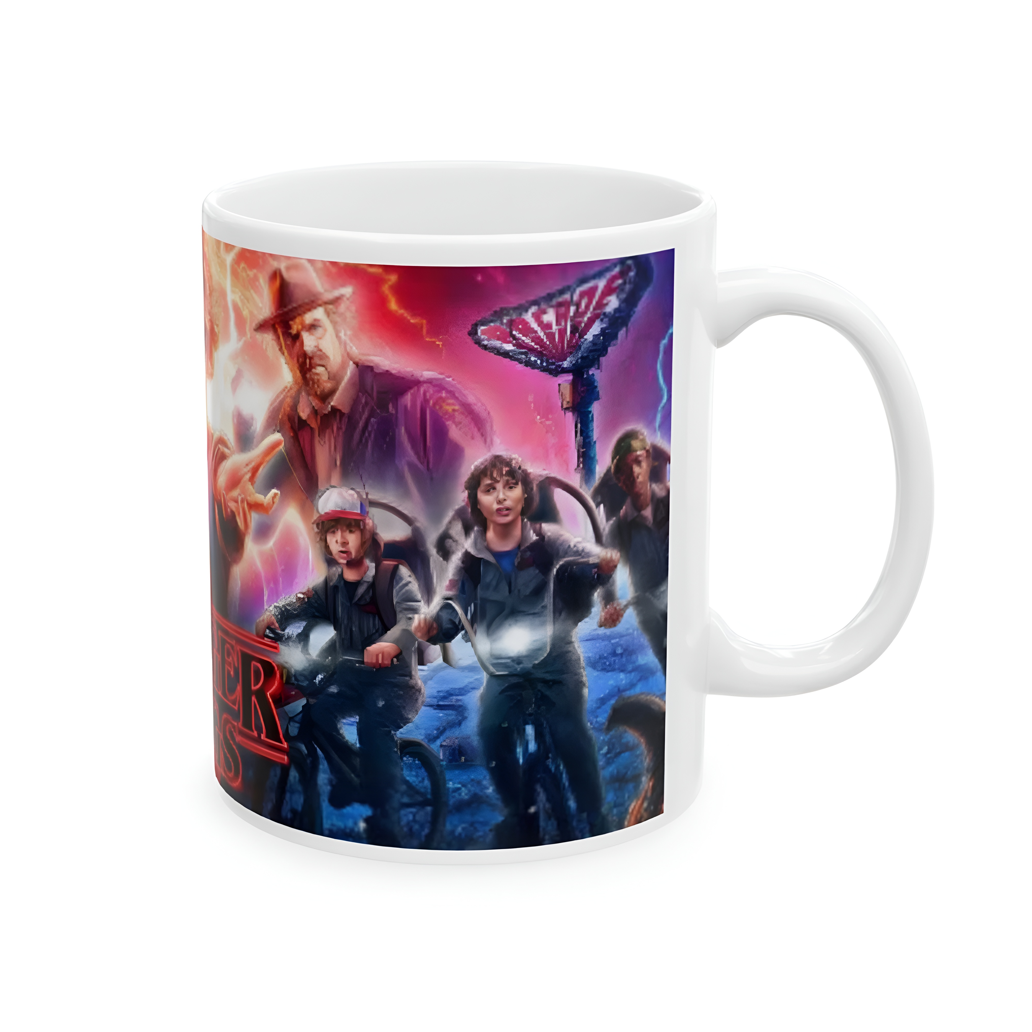 Stranger Things TV Show Coffee Mug With Character Poster Design
