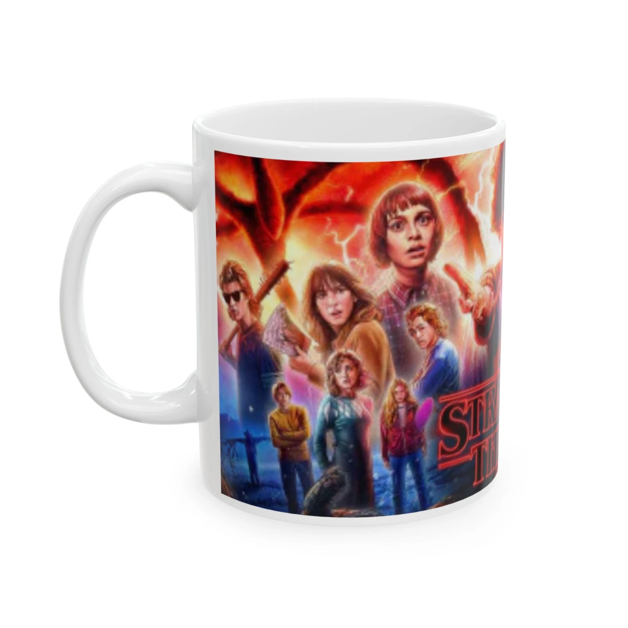 Stranger Things TV Show Coffee Mug With Character Poster Design