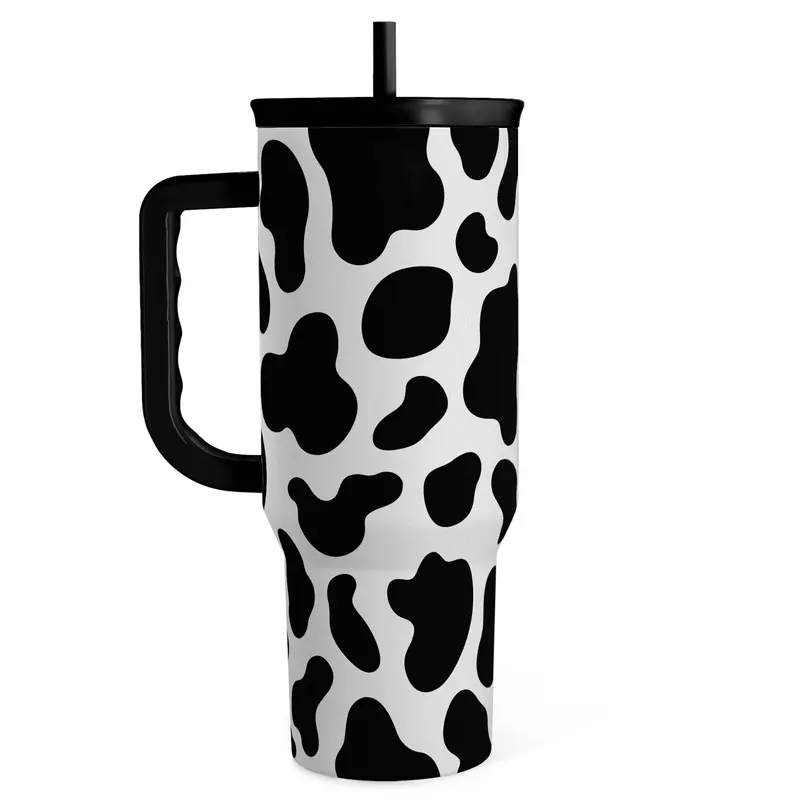 Stainless Steel 40oz Tumbler with Handle & Straw, Reusable Large Capacity Thermos Cup, Hot and Cold Insulation, Office Home Valentine Gift