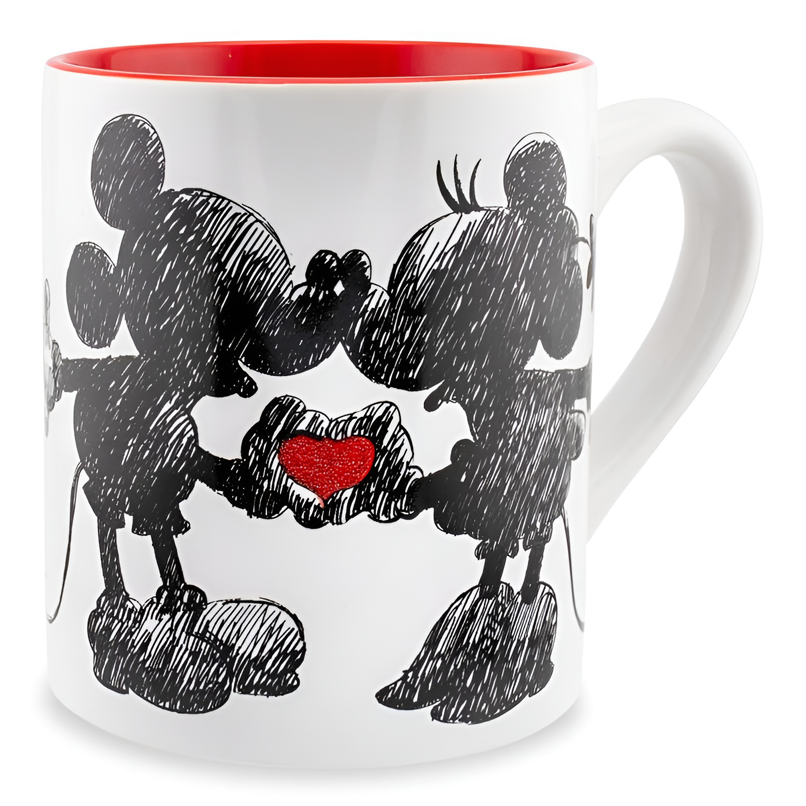 14Oz Mickey and Minnie Sketchbook Glitter Ceramic Mug
