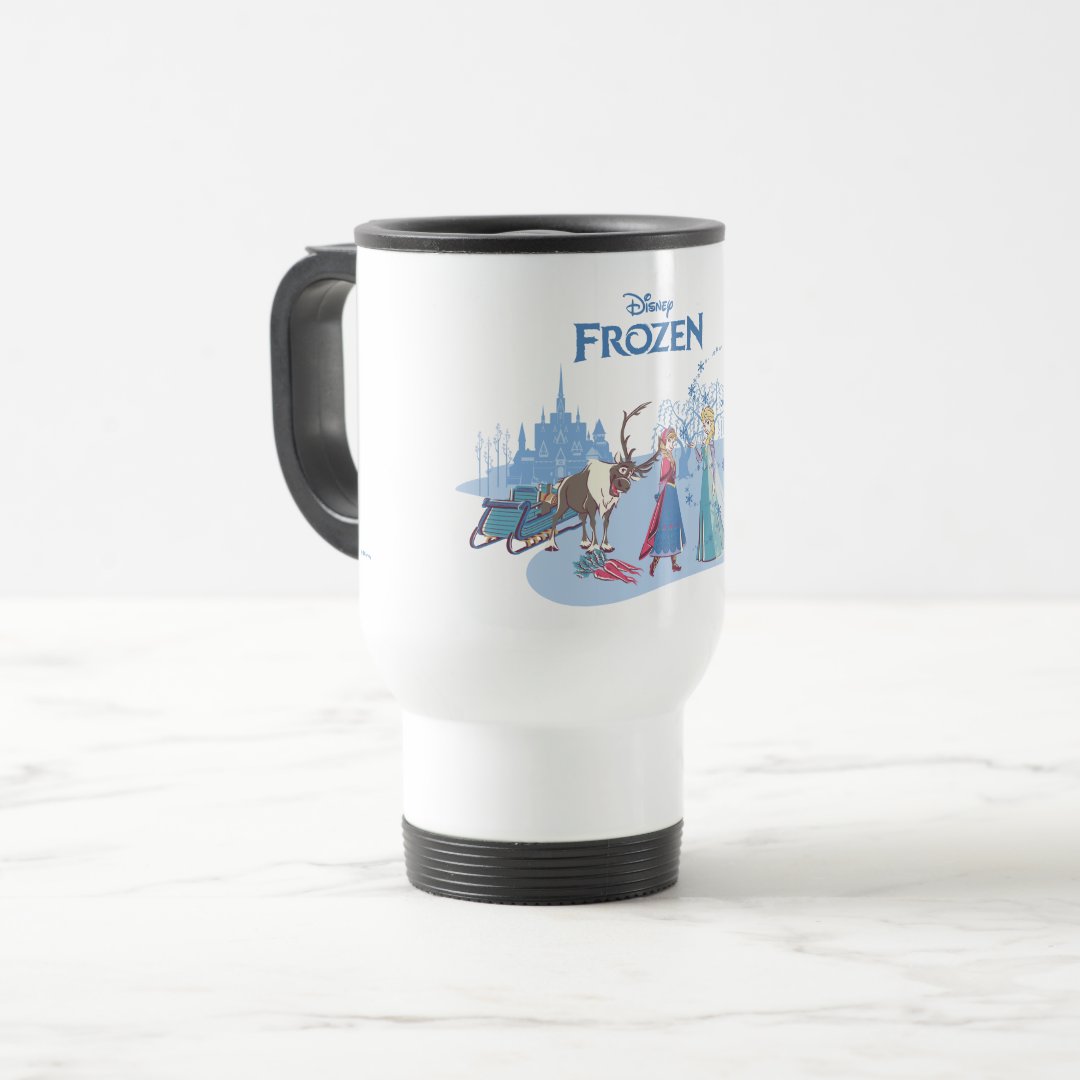 Frozen Blue Pastel Travel Mug Sven Anna Elsa Olaf Coffee Cup