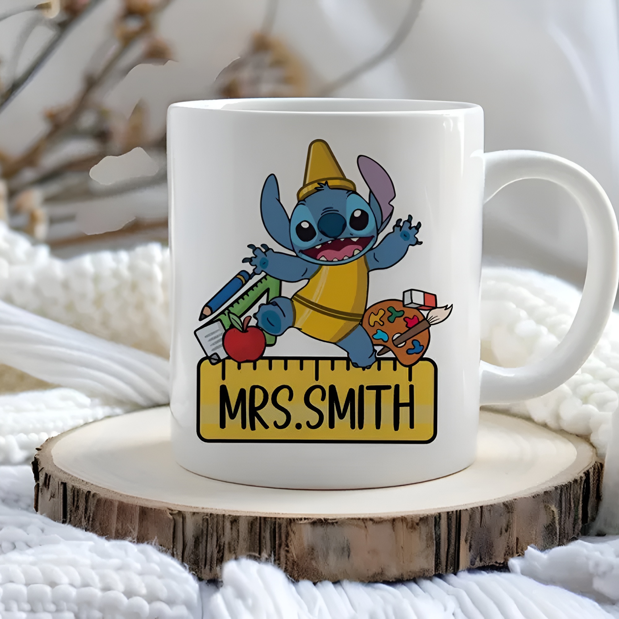 Personalized Coffee Mug With Stitch Cartoon Design
