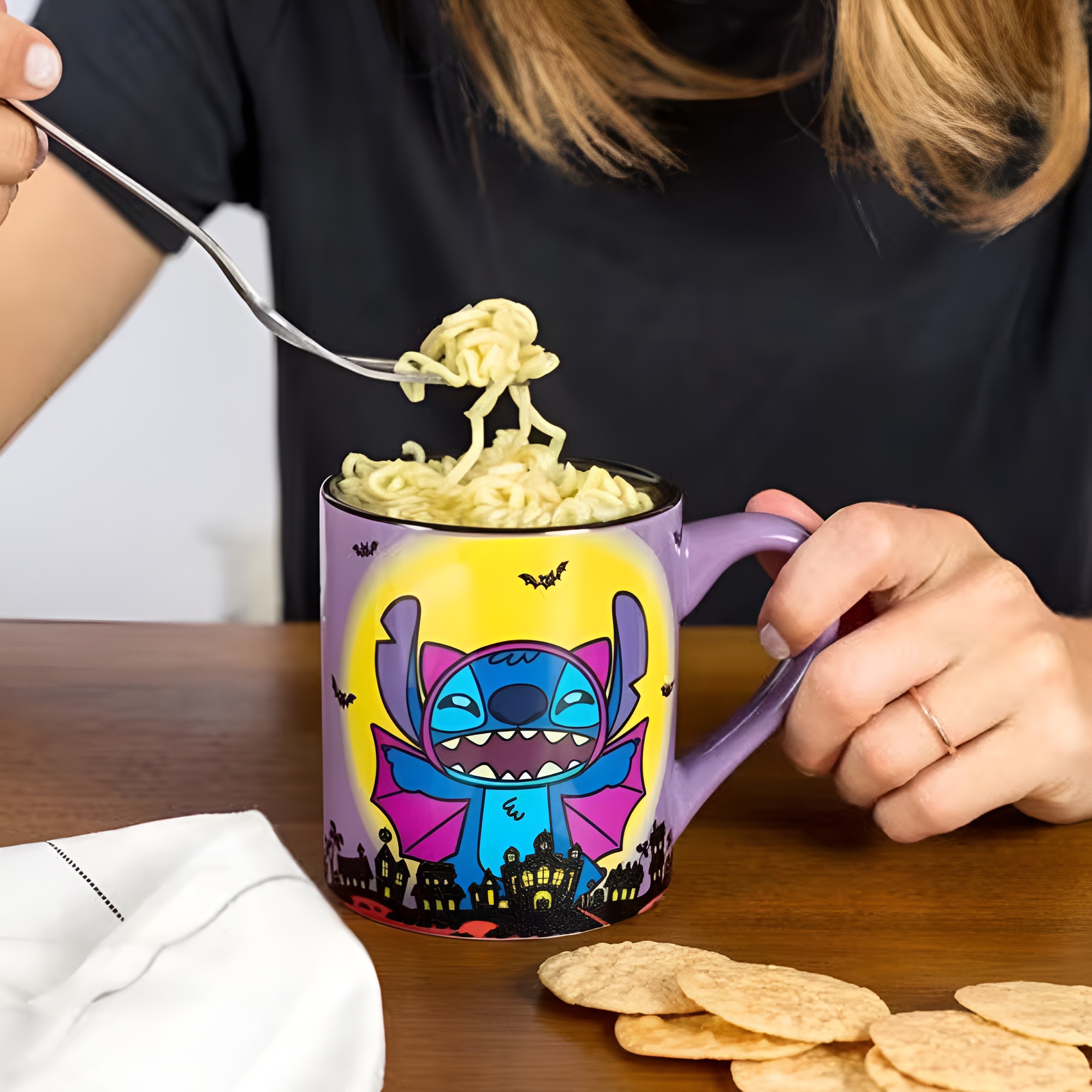 Stitch Vampire Graphic Print 14oz Glitter Ceramic Coffee Mug