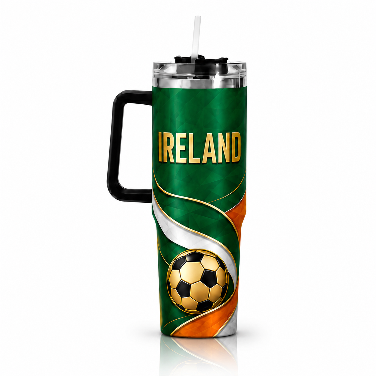 FIFA 2026 Ireland Football Sports All Over Printed 40oz Tumbler With Straw And Lid