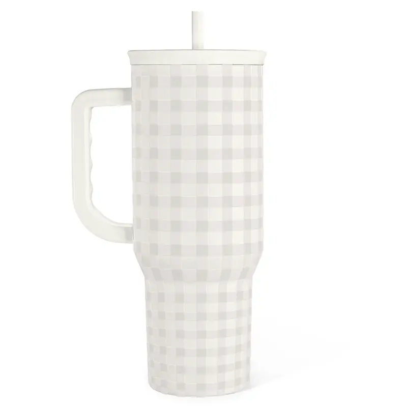 Stainless Steel 40oz Tumbler with Handle & Straw, Reusable Large Capacity Thermos Cup, Hot and Cold Insulation, Office Home Valentine Gift