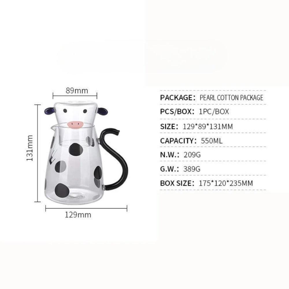 Cow Designed Glass Carafe And Cup Set - Inspire Cups