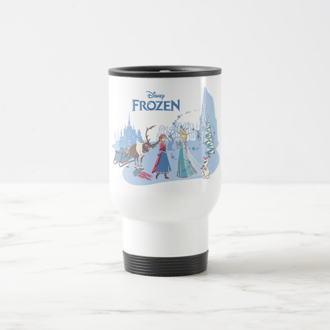 Frozen Blue Pastel Travel Mug Sven Anna Elsa Olaf Coffee Cup
