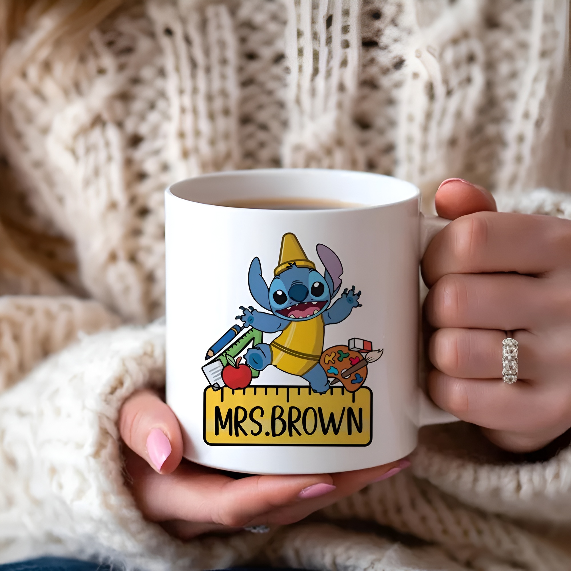 Personalized Coffee Mug With Stitch Cartoon Design
