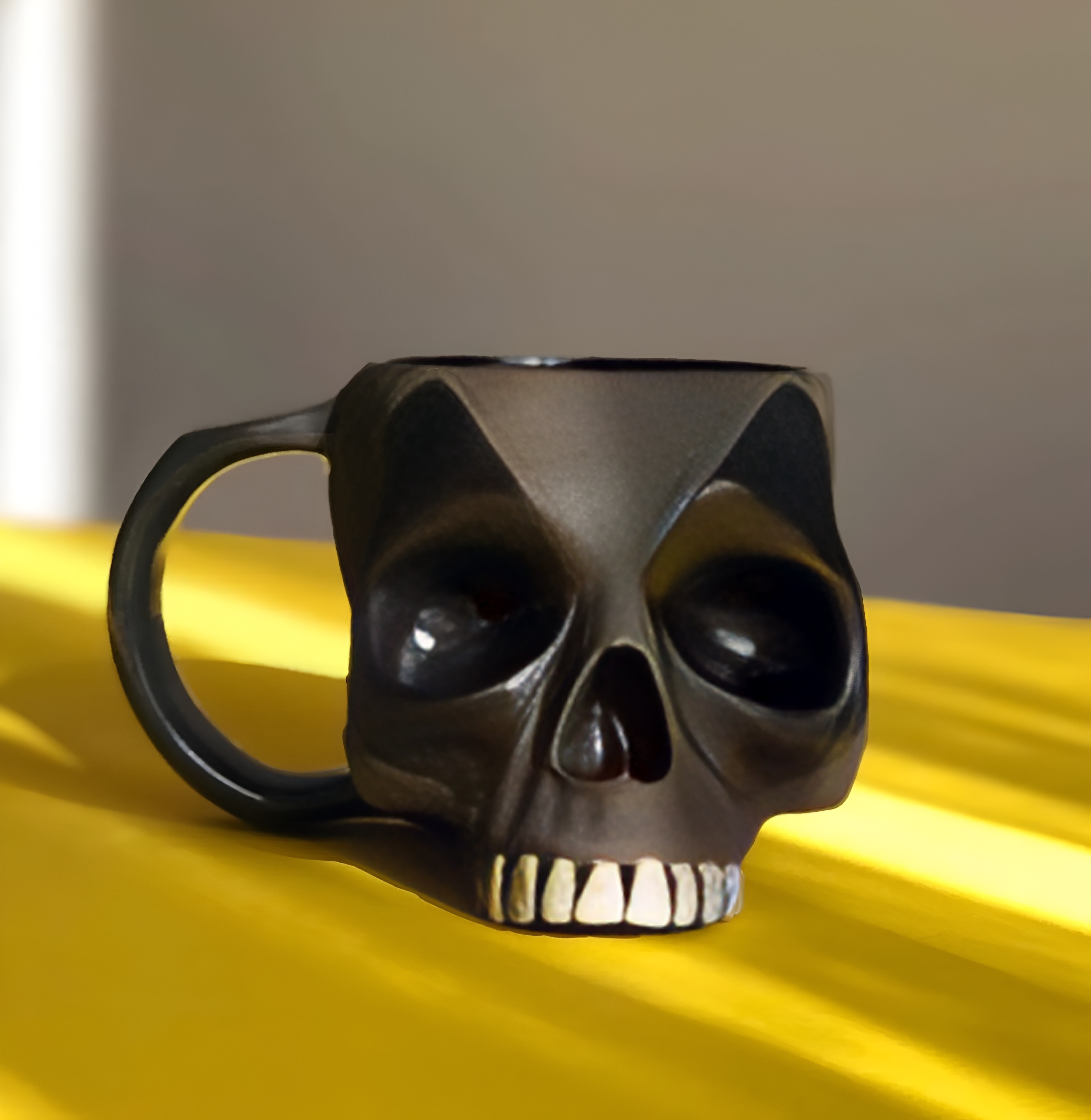 Deadpool Skull Ceramic Mug Handmade Matte Red and Black Coffee Cup