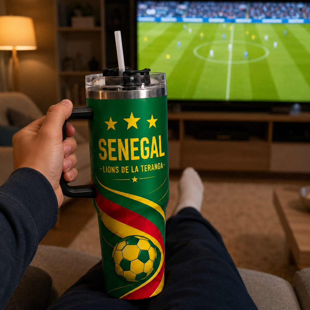 FIFA 2026 Senegal Football Sports All Over Printed 40oz Tumbler With Straw And Lid