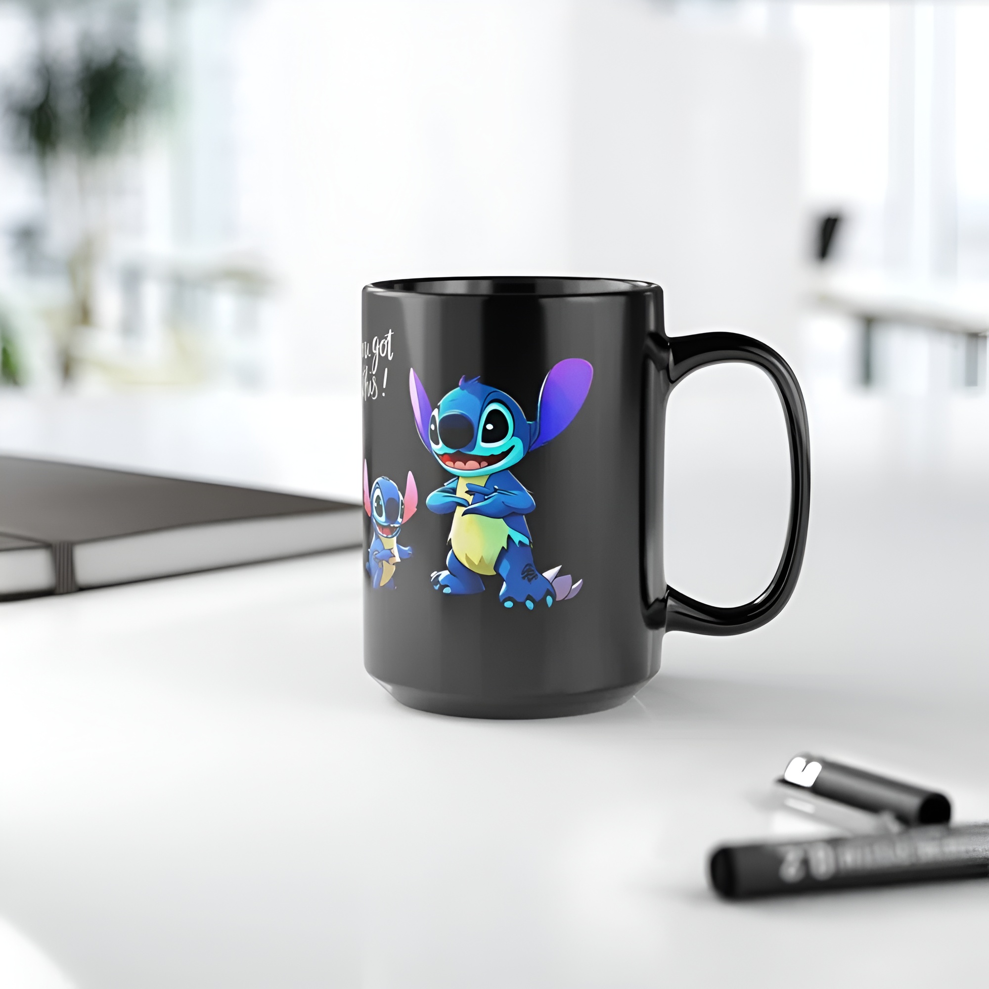 Stitch Themed Coffee Mug With Positive Motivational Message 