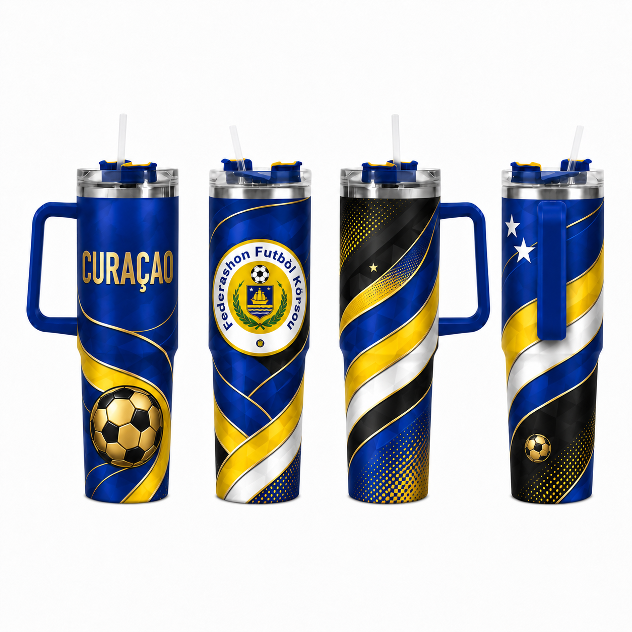 FIFA 2026 Curaçao Football Sports All Over Printed 40oz Tumbler With Straw And Lid