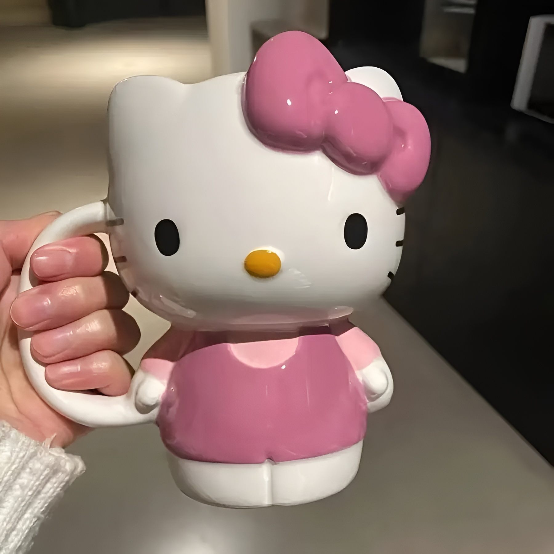 Sanrio Hello Kitty Ceramic Mug with Pink Bow & Heart Eyes