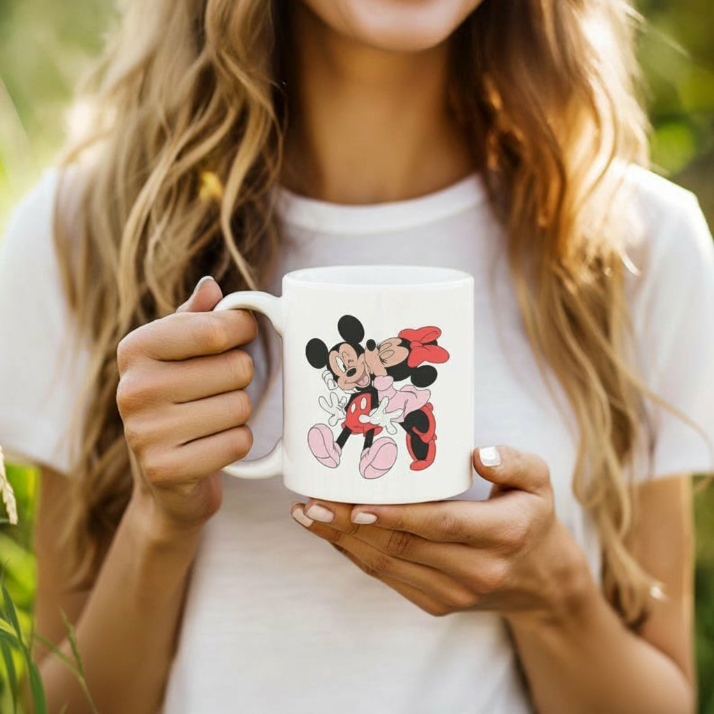 Retro Minnie And Mickey Themed Coffee Mug