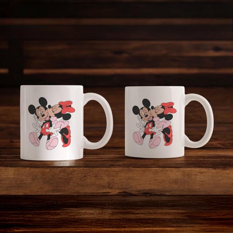 Retro Minnie And Mickey Themed Coffee Mug