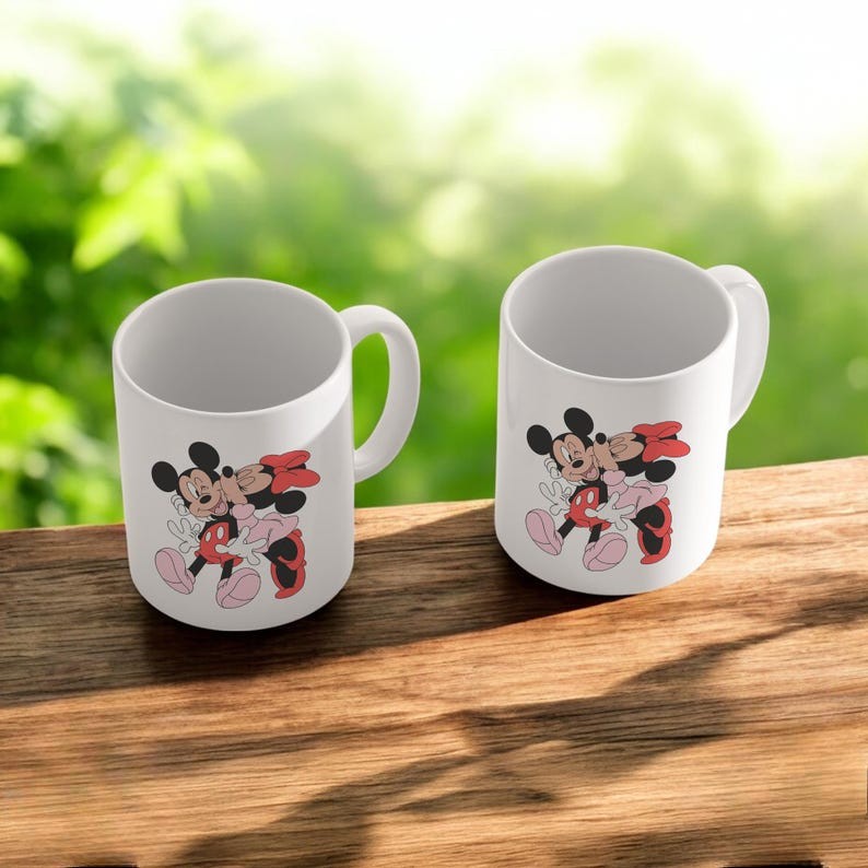 Retro Minnie And Mickey Themed Coffee Mug