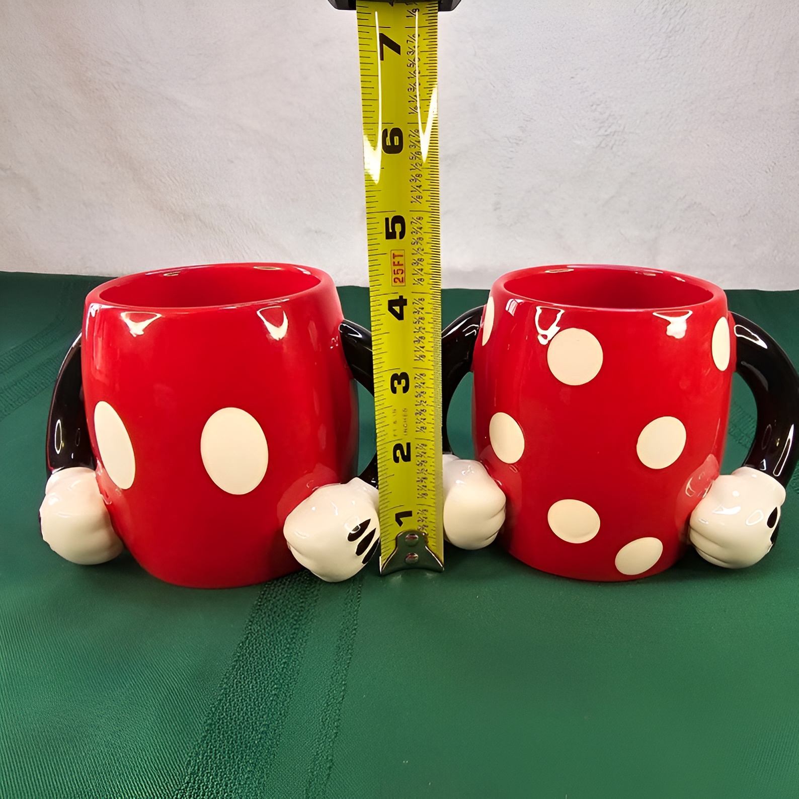 Set of 2 Mickey And Minnie Mouse Polka Dot Ceramic Mugs