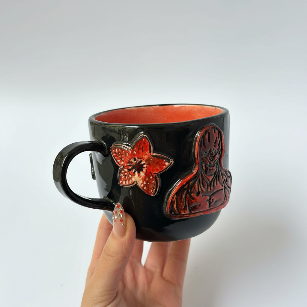 Handcrafted Dark Ceramic Artistic Coffee Mug