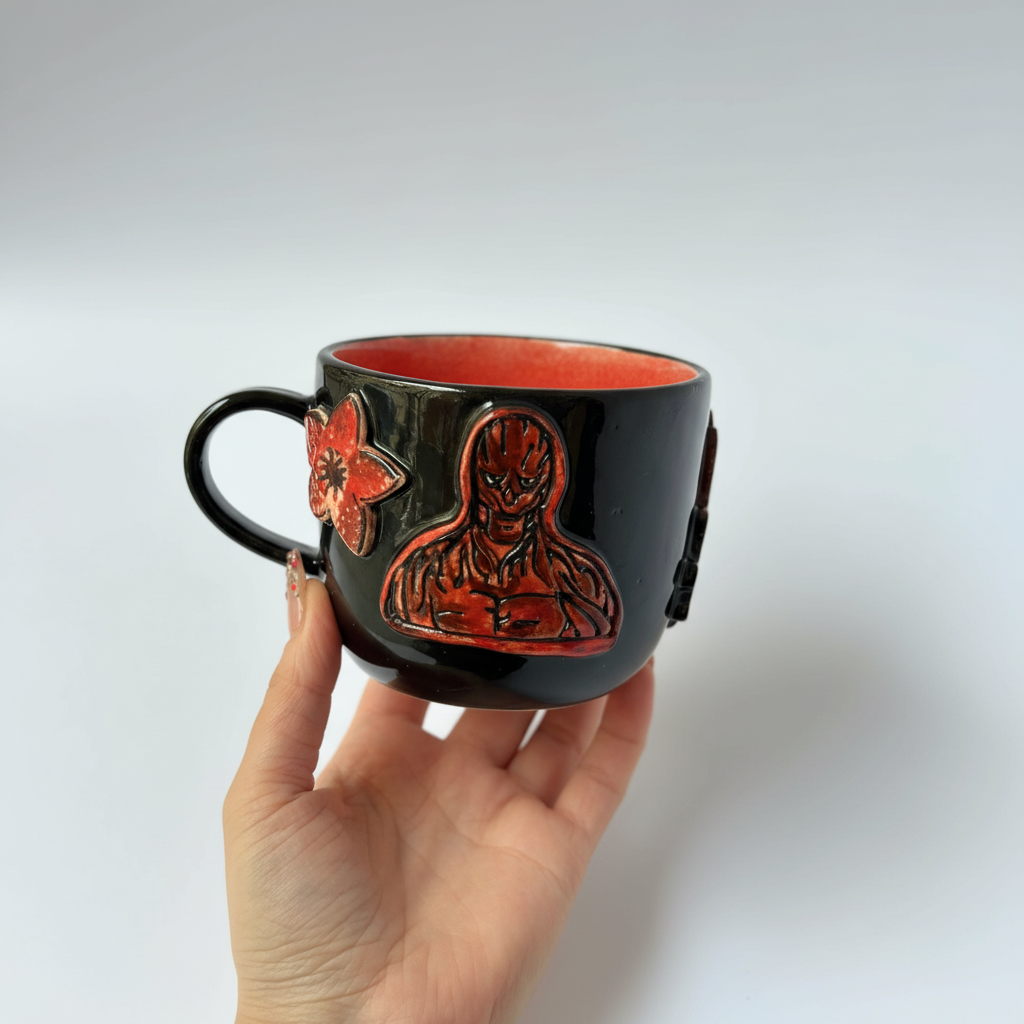Handcrafted Dark Ceramic Artistic Coffee Mug