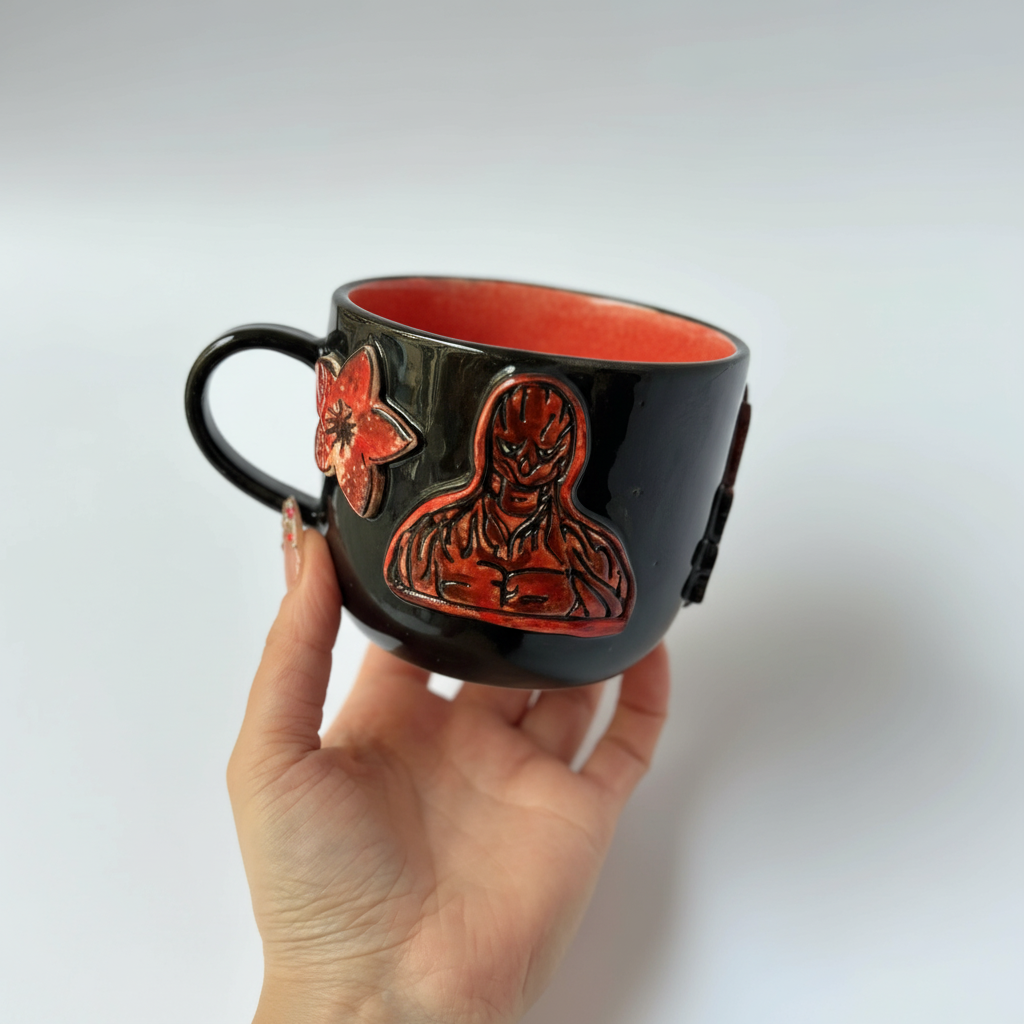 Handcrafted Dark Ceramic Artistic Coffee Mug