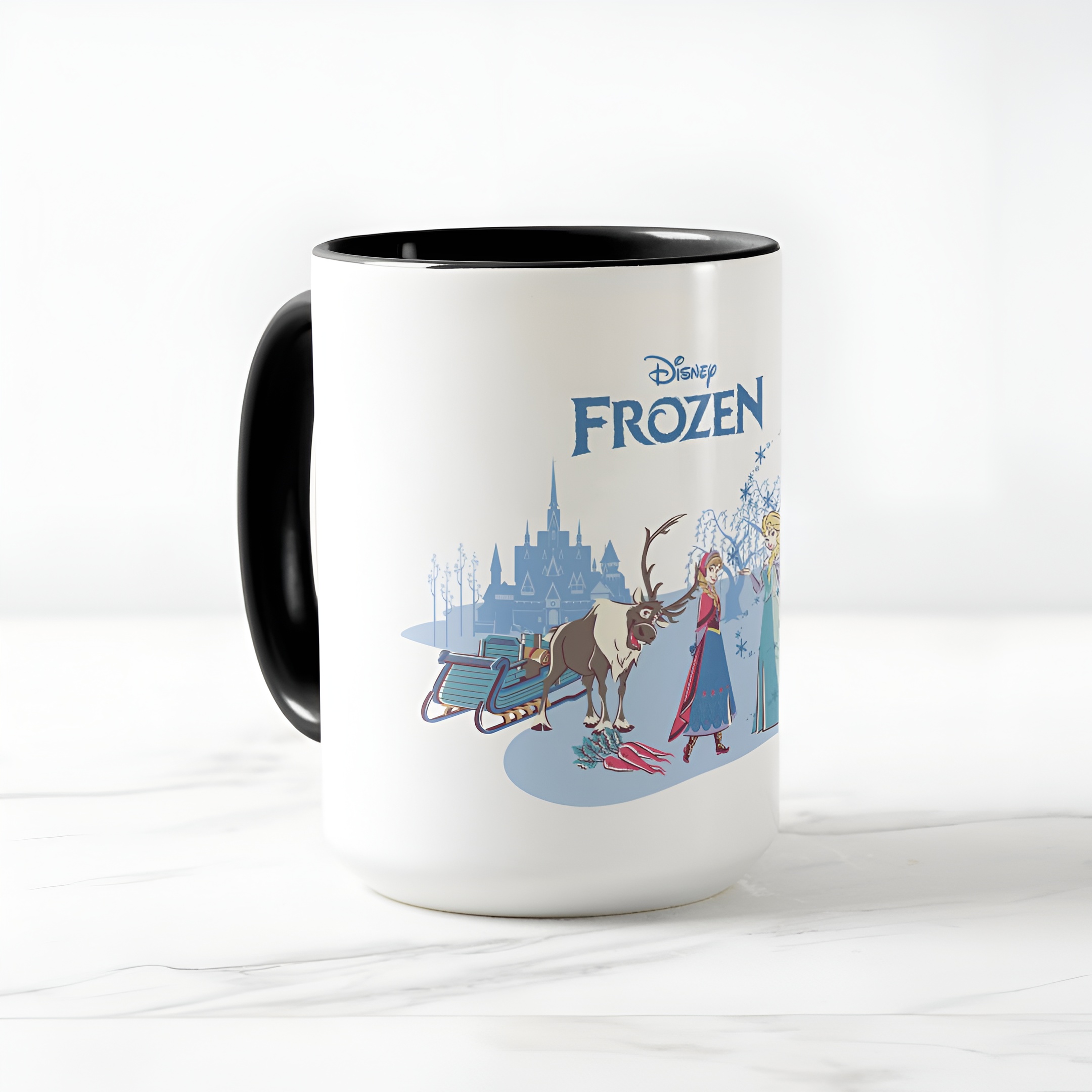 Frozen Blue Pastel Two-Tone Mug Sven Anna Elsa Olaf Ceramic Coffee Cup