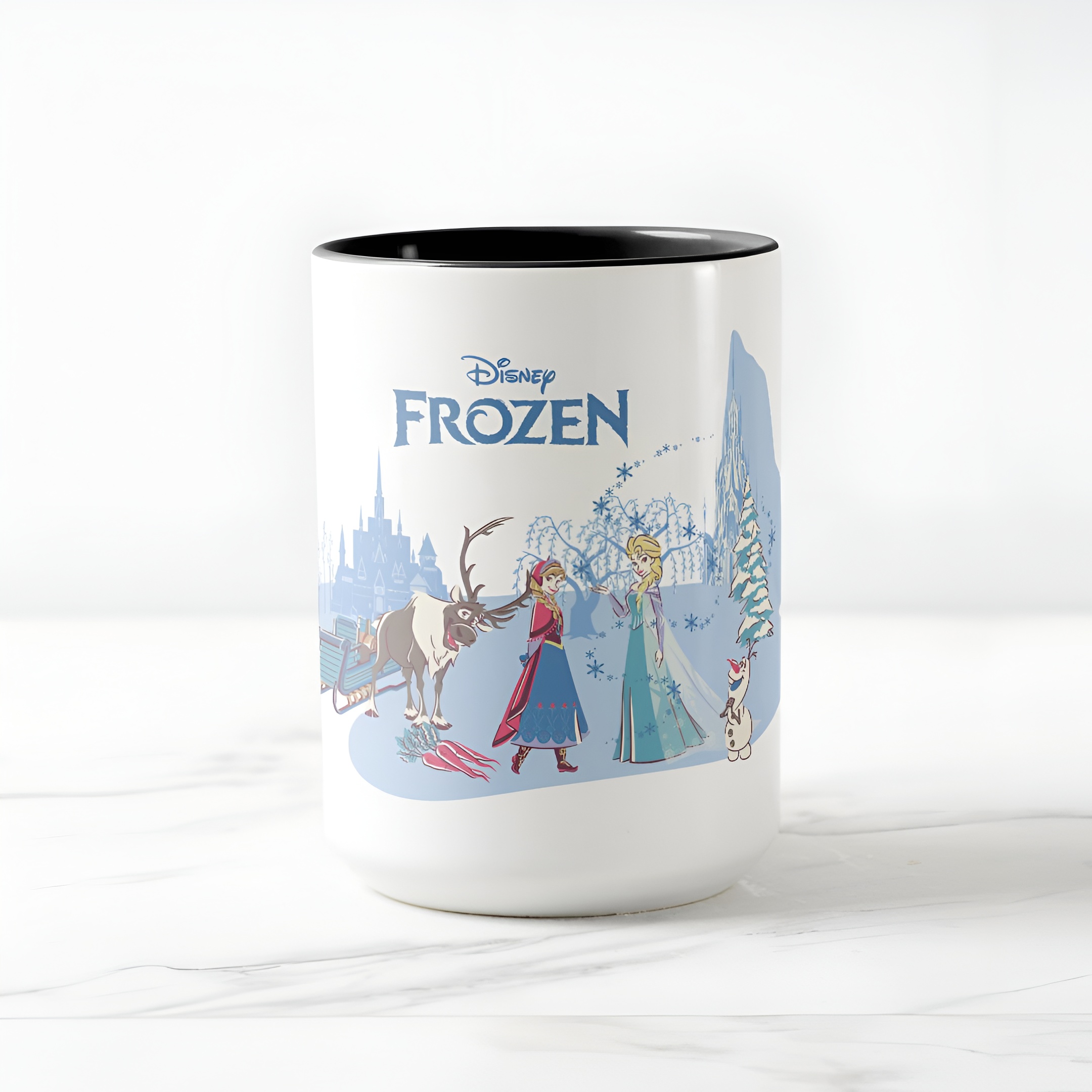 Frozen Blue Pastel Two-Tone Mug Sven Anna Elsa Olaf Ceramic Coffee Cup
