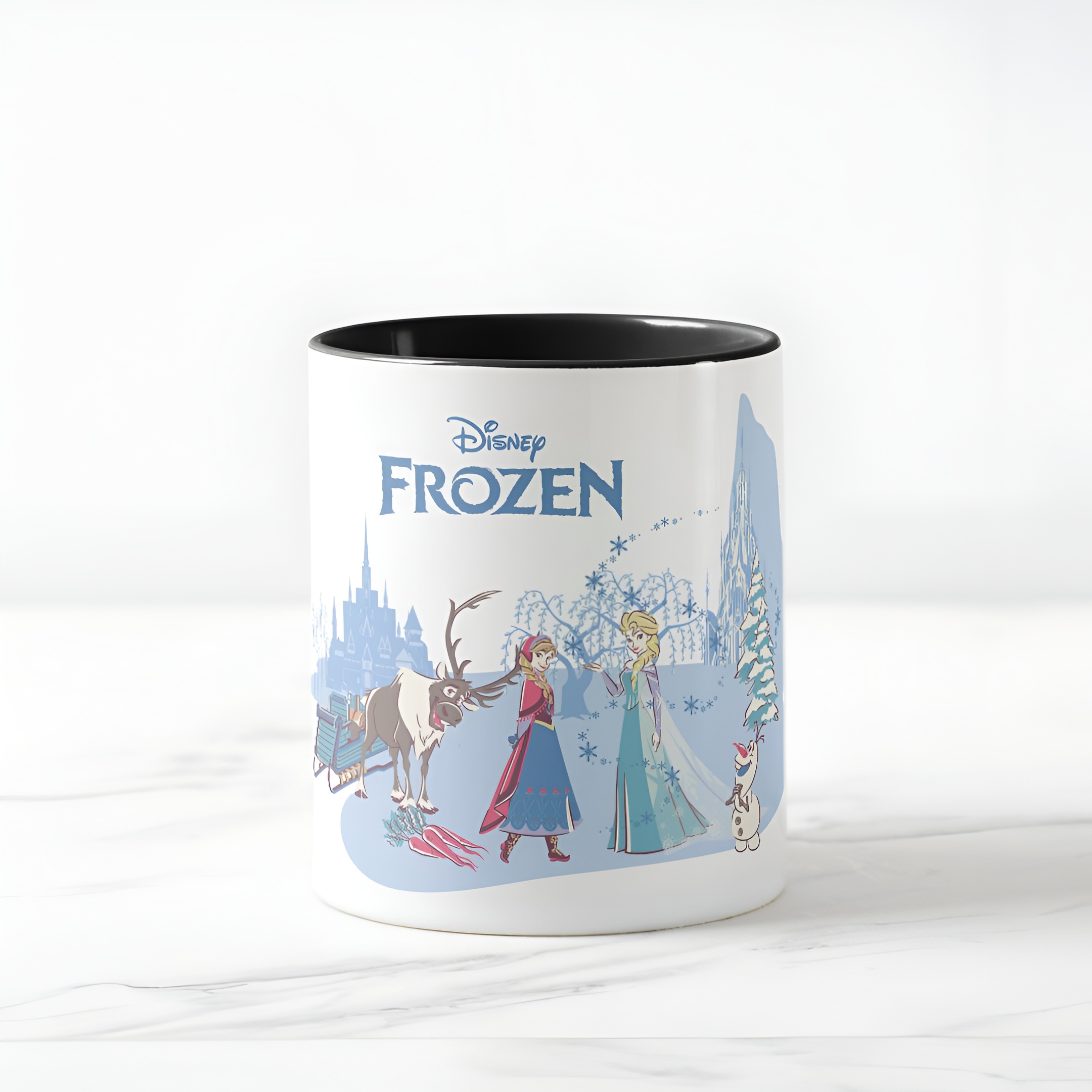 Frozen Blue Pastel Two-Tone Mug Sven Anna Elsa Olaf Ceramic Coffee Cup