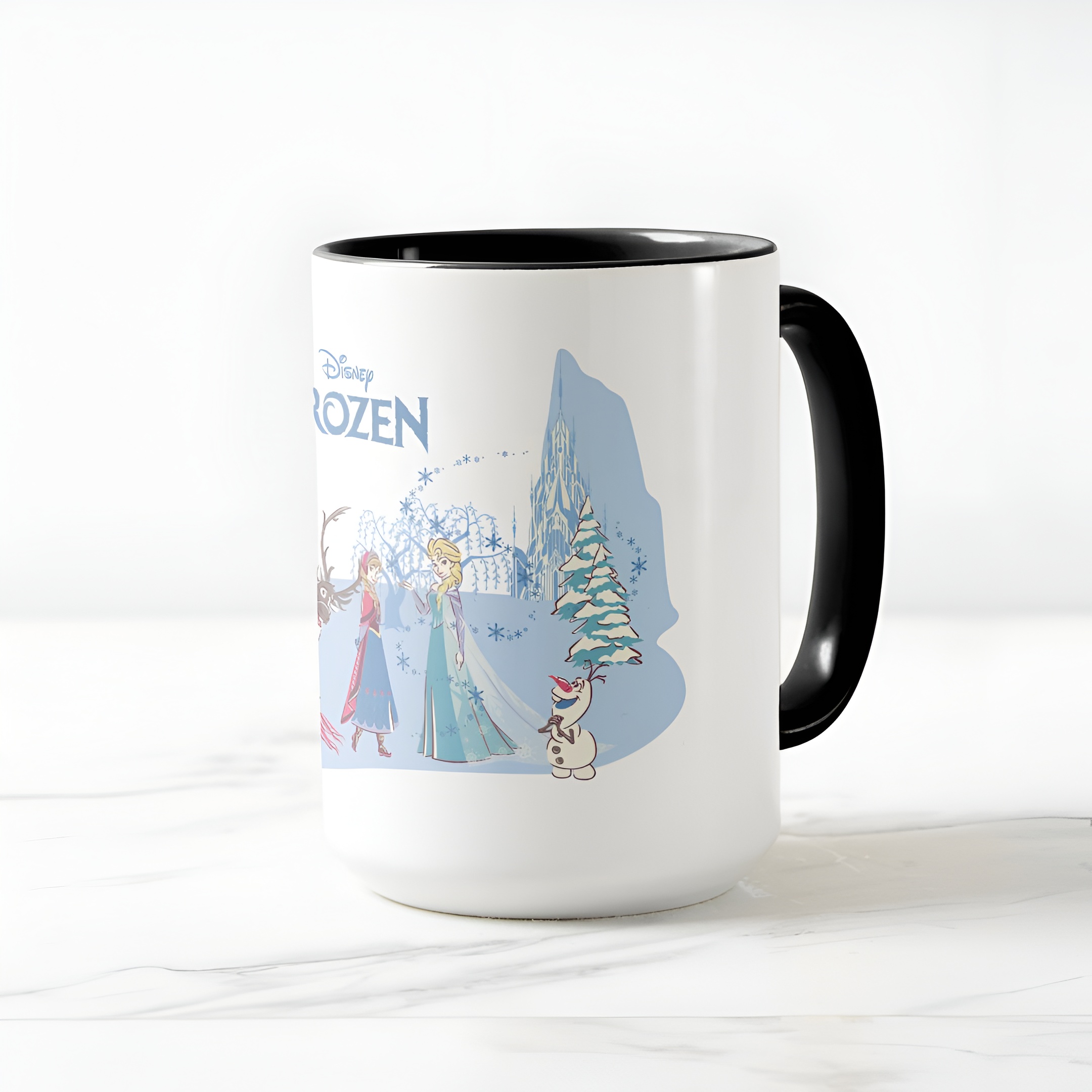Frozen Blue Pastel Two-Tone Mug Sven Anna Elsa Olaf Ceramic Coffee Cup