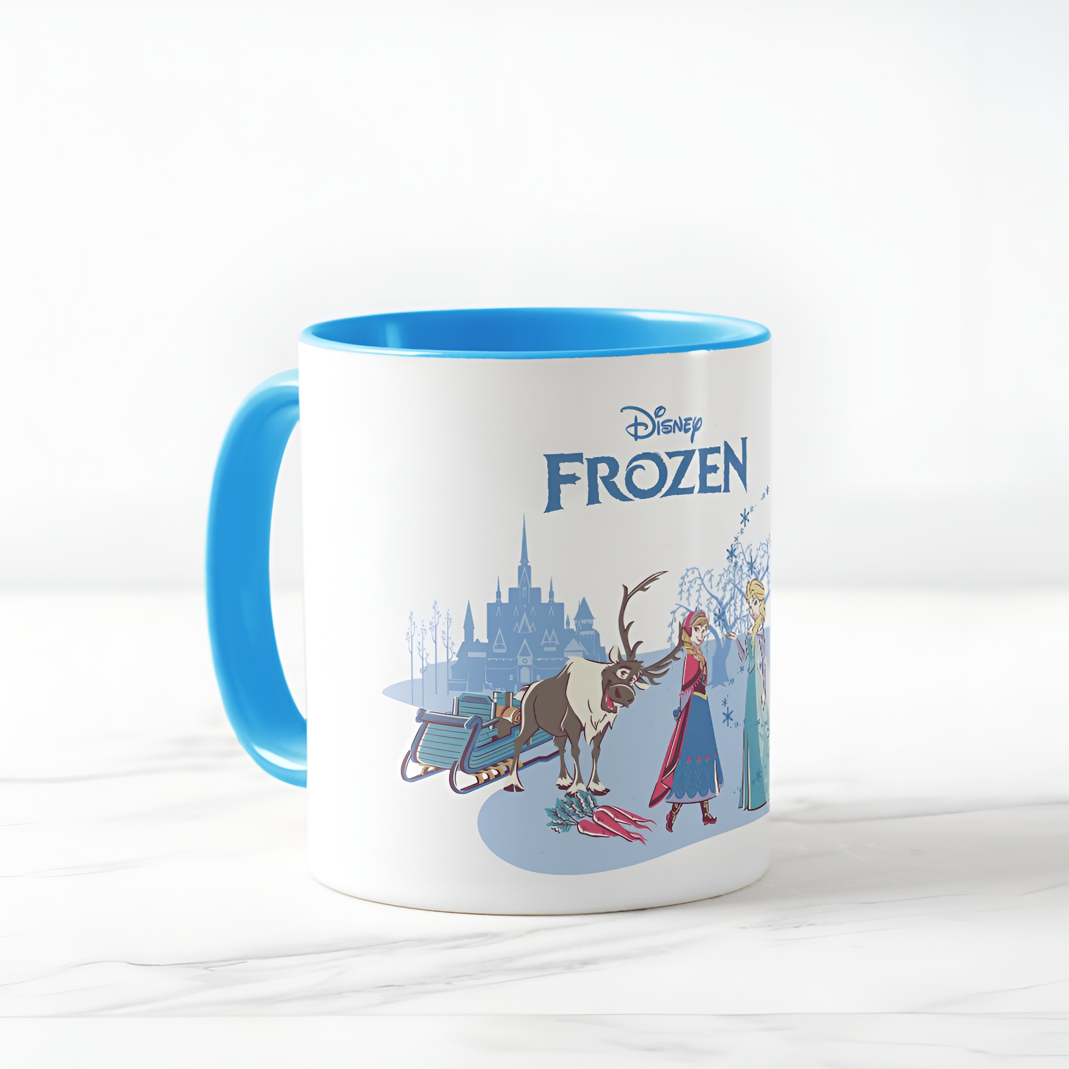 Frozen Blue Pastel Two-Tone Mug Sven Anna Elsa Olaf Ceramic Coffee Cup
