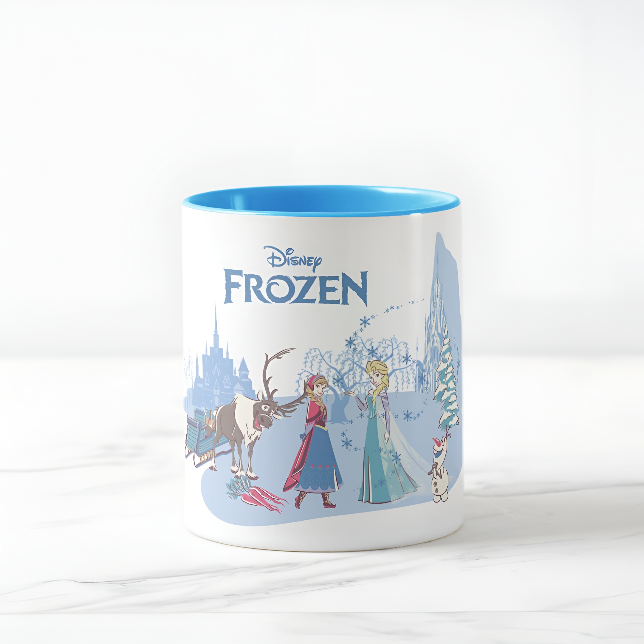 Frozen Blue Pastel Two-Tone Mug Sven Anna Elsa Olaf Ceramic Coffee Cup