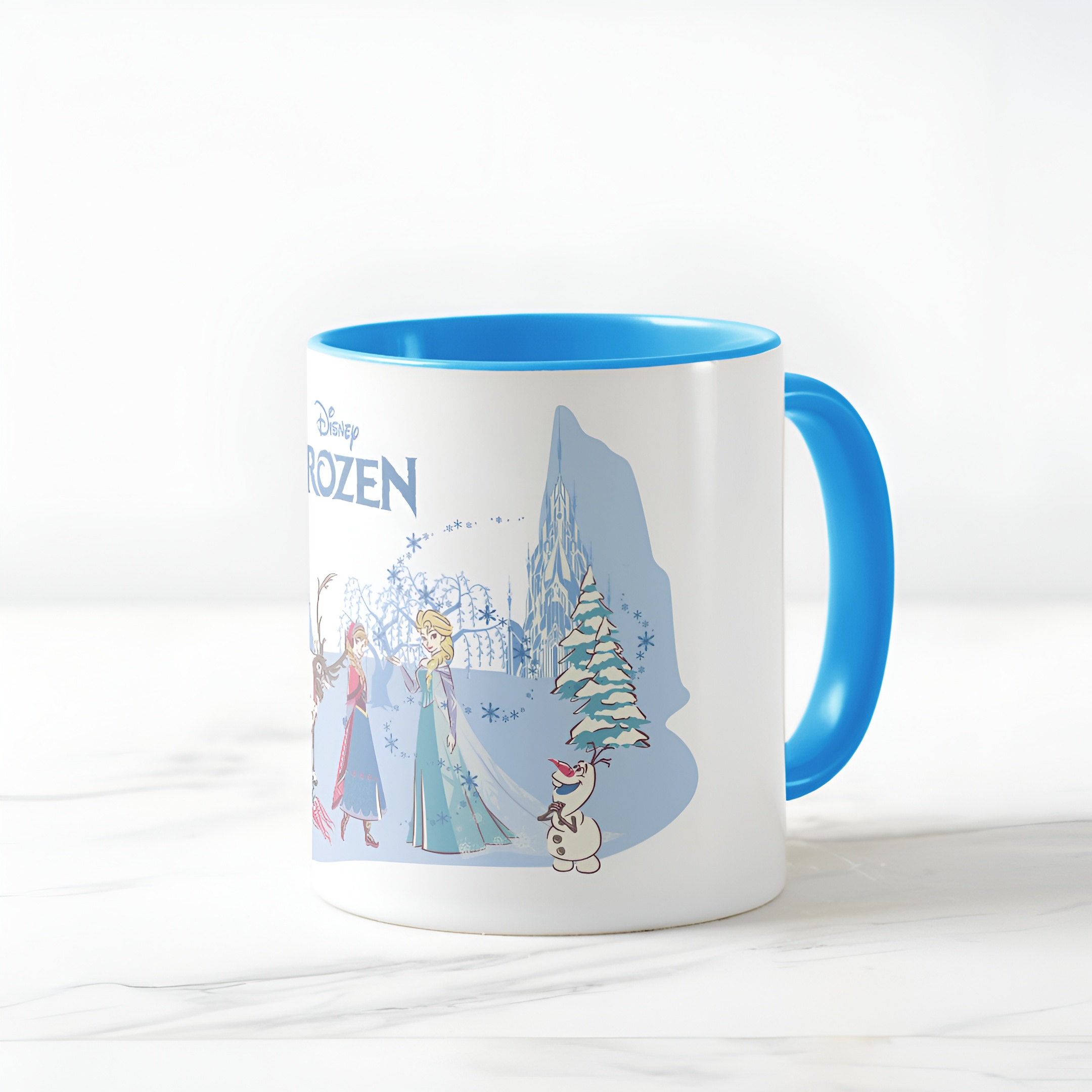 Frozen Blue Pastel Two-Tone Mug Sven Anna Elsa Olaf Ceramic Coffee Cup