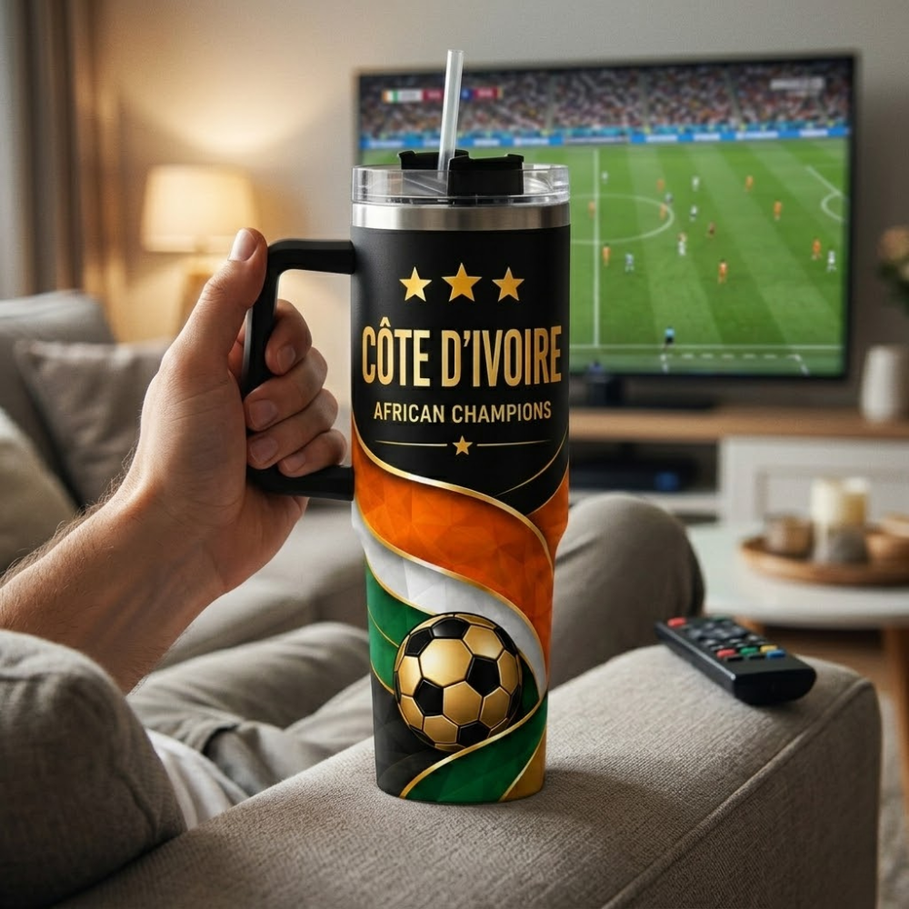FIFA 2026 Côte d'Ivoire Football Sports All Over Printed 40oz Tumbler With Straw And Lid