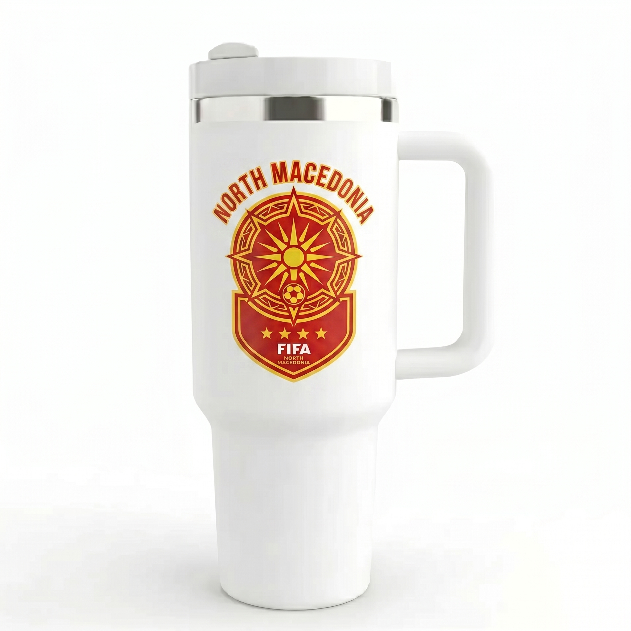 FIFA 2026 North Macedonia Soccer Sports Themed 40oz Tumbler With Straw And Lid