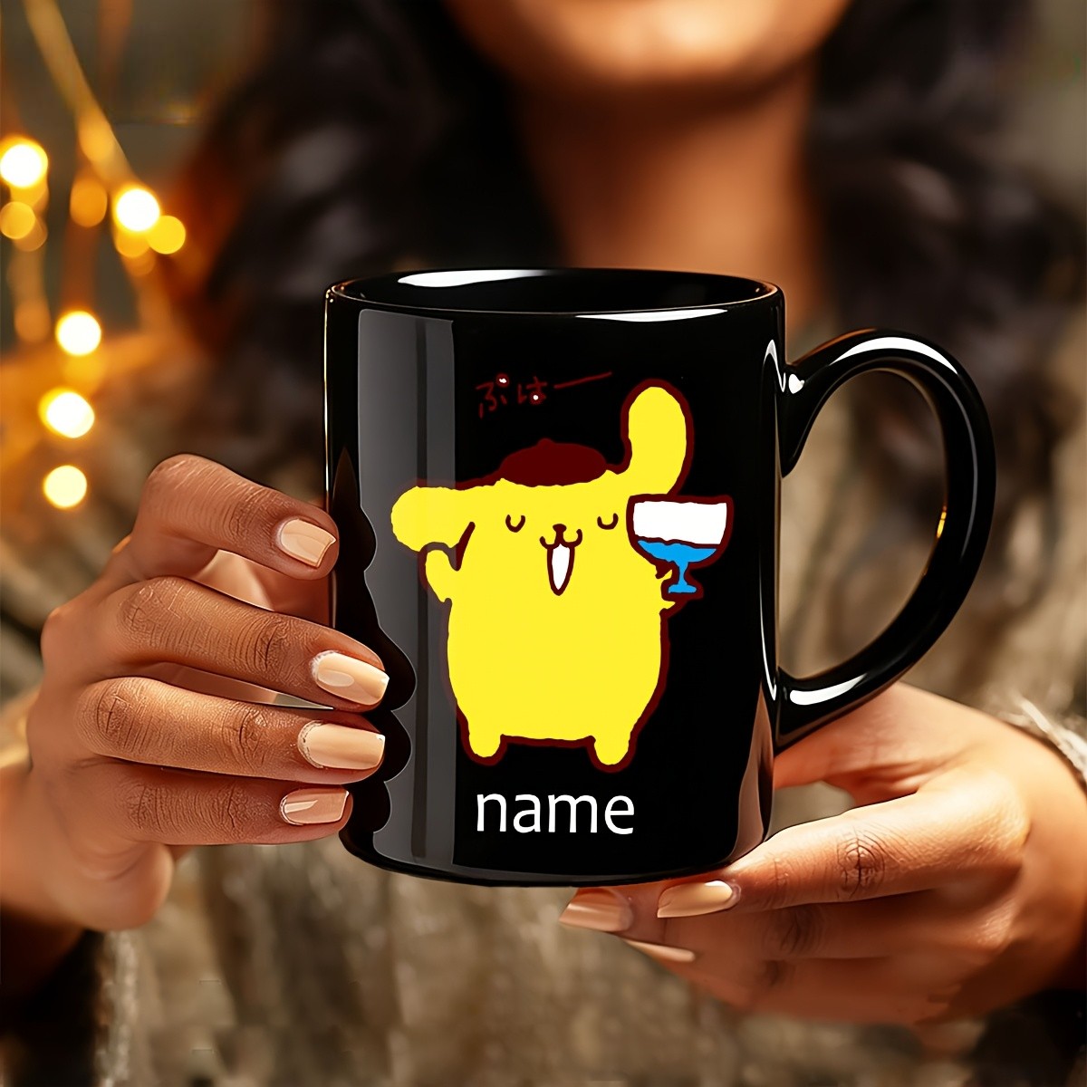 2D Flat, Custom, 1pc, Mug, Customizable Blessing Words, Pom Pom Purin Themed Mug