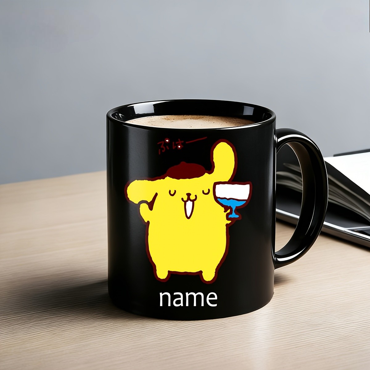 2D Flat, Custom, 1pc, Mug, Customizable Blessing Words, Pom Pom Purin Themed Mug