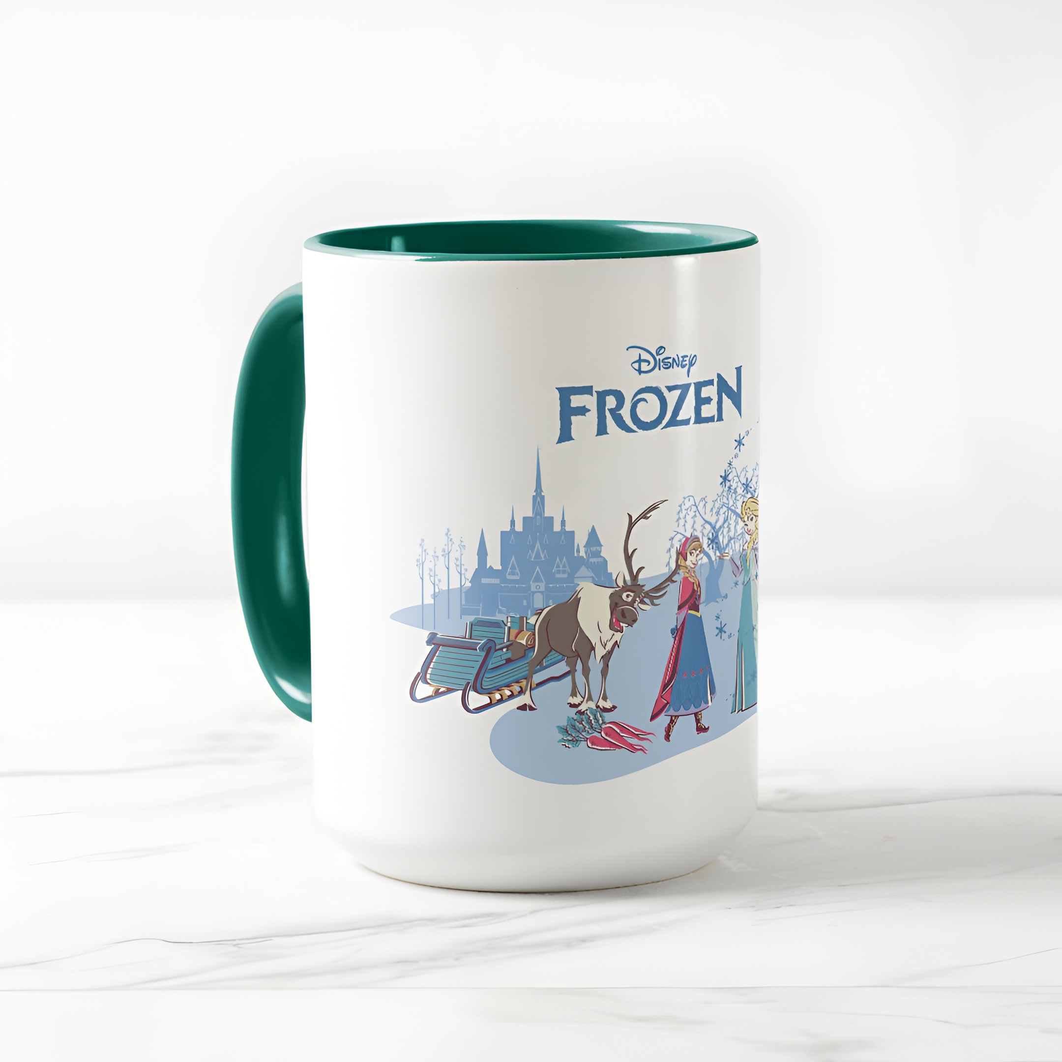 Frozen Blue Pastel Two-Tone Mug Sven Anna Elsa Olaf Ceramic Coffee Cup